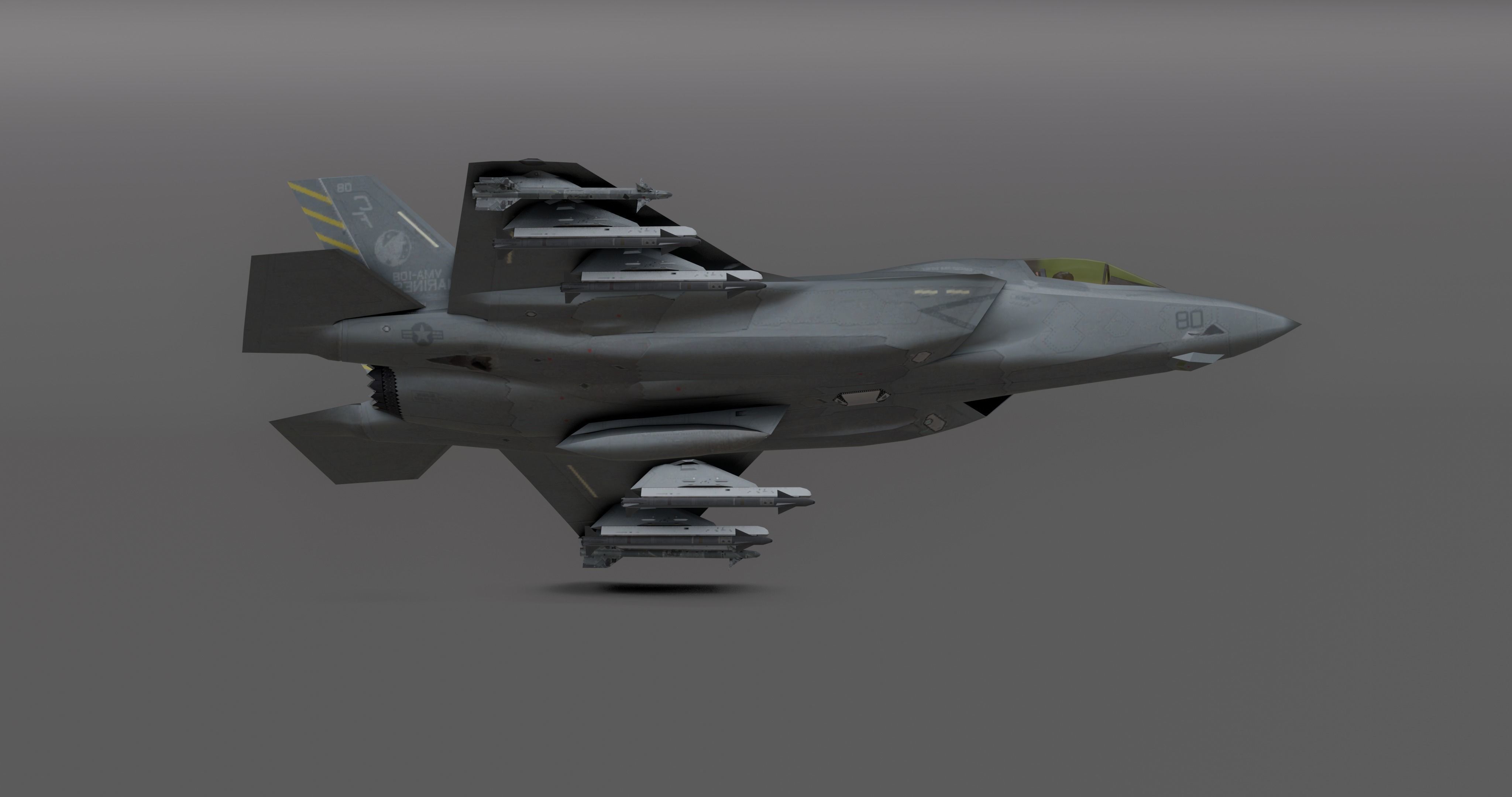 F35 -Bomber Fighter Jet Low-poly 3D model_6