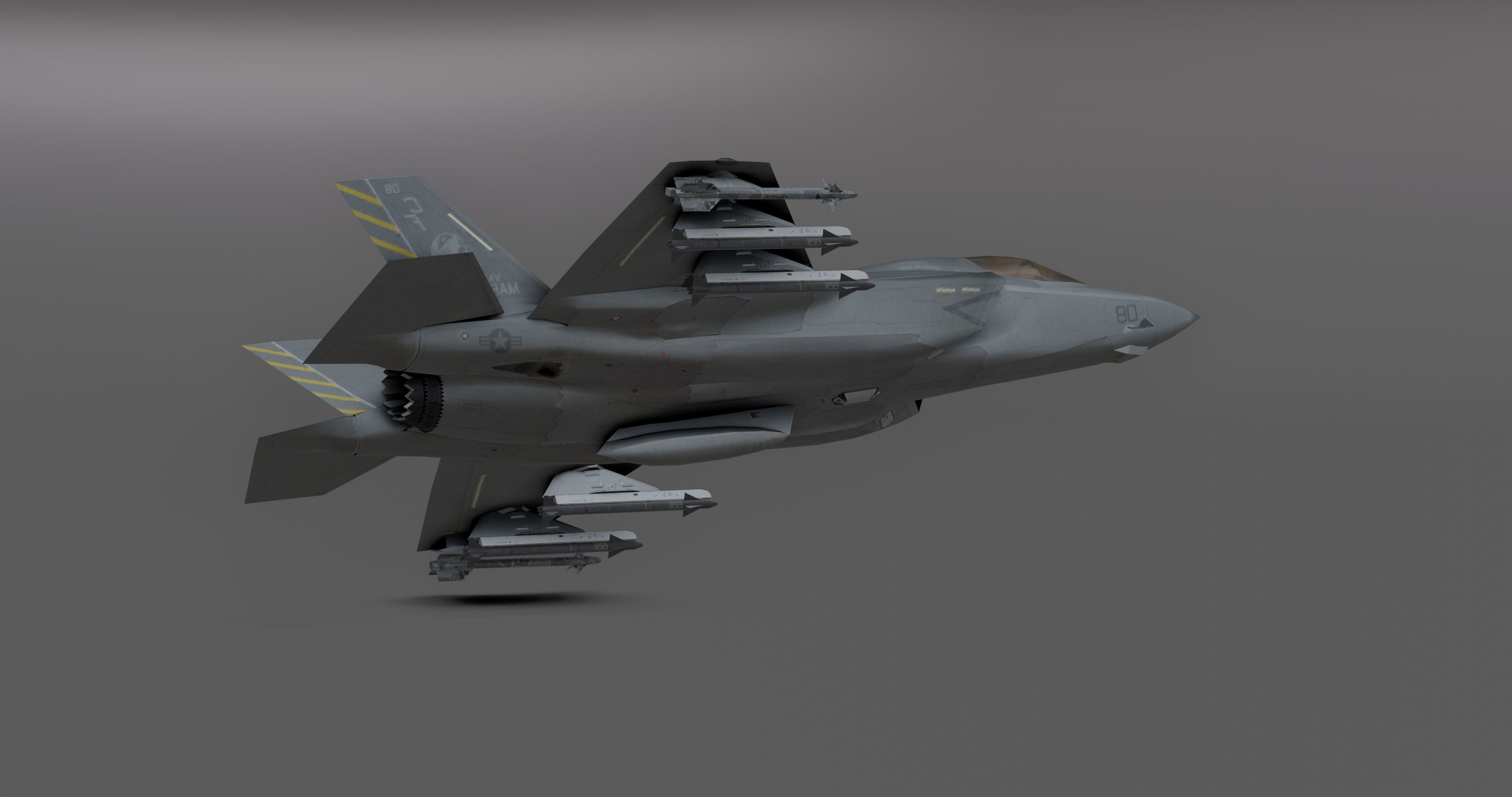 F35 -Bomber Fighter Jet Low-poly 3D model_7