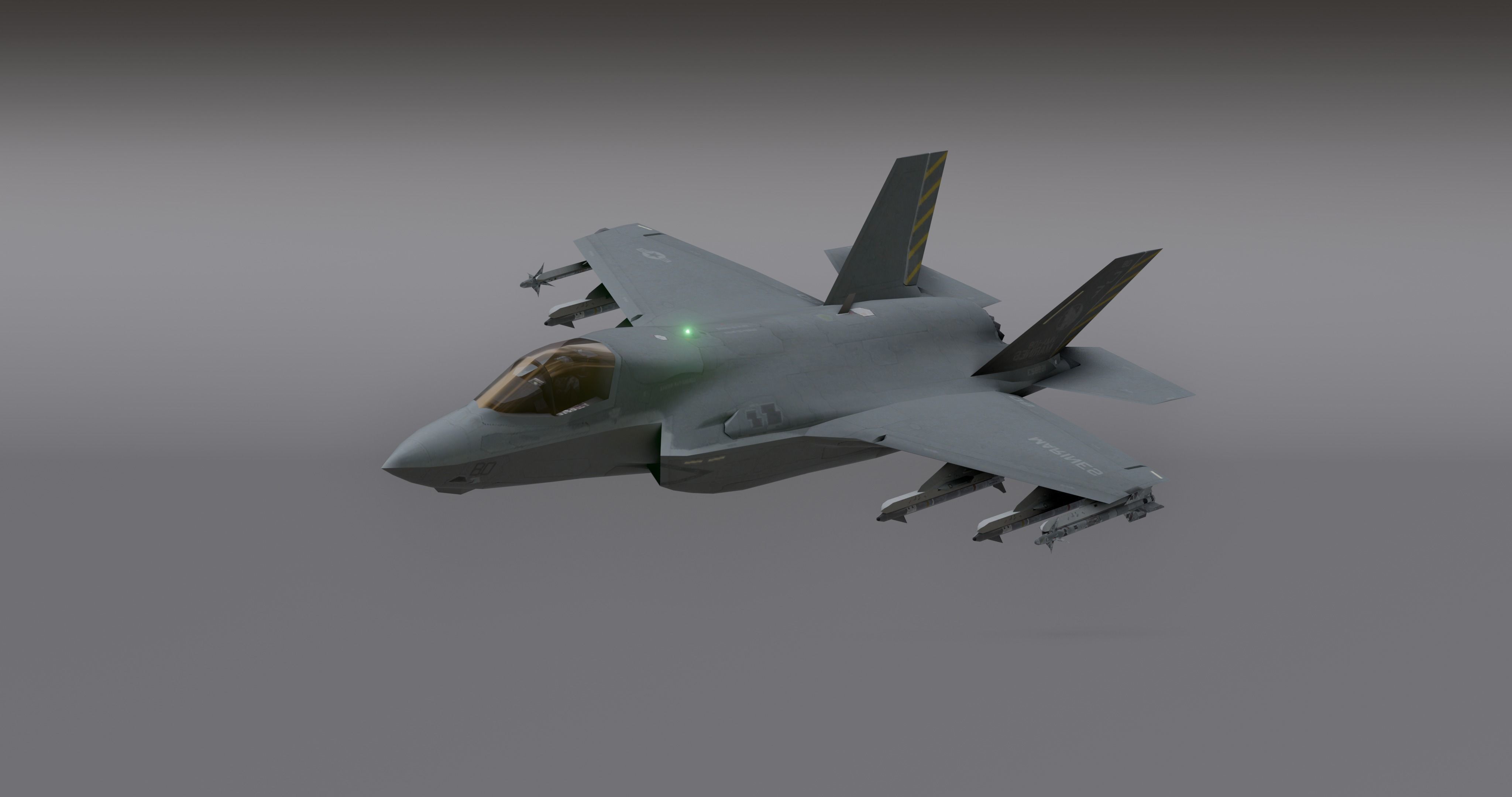 F35 -Bomber Fighter Jet Low-poly 3D model_14