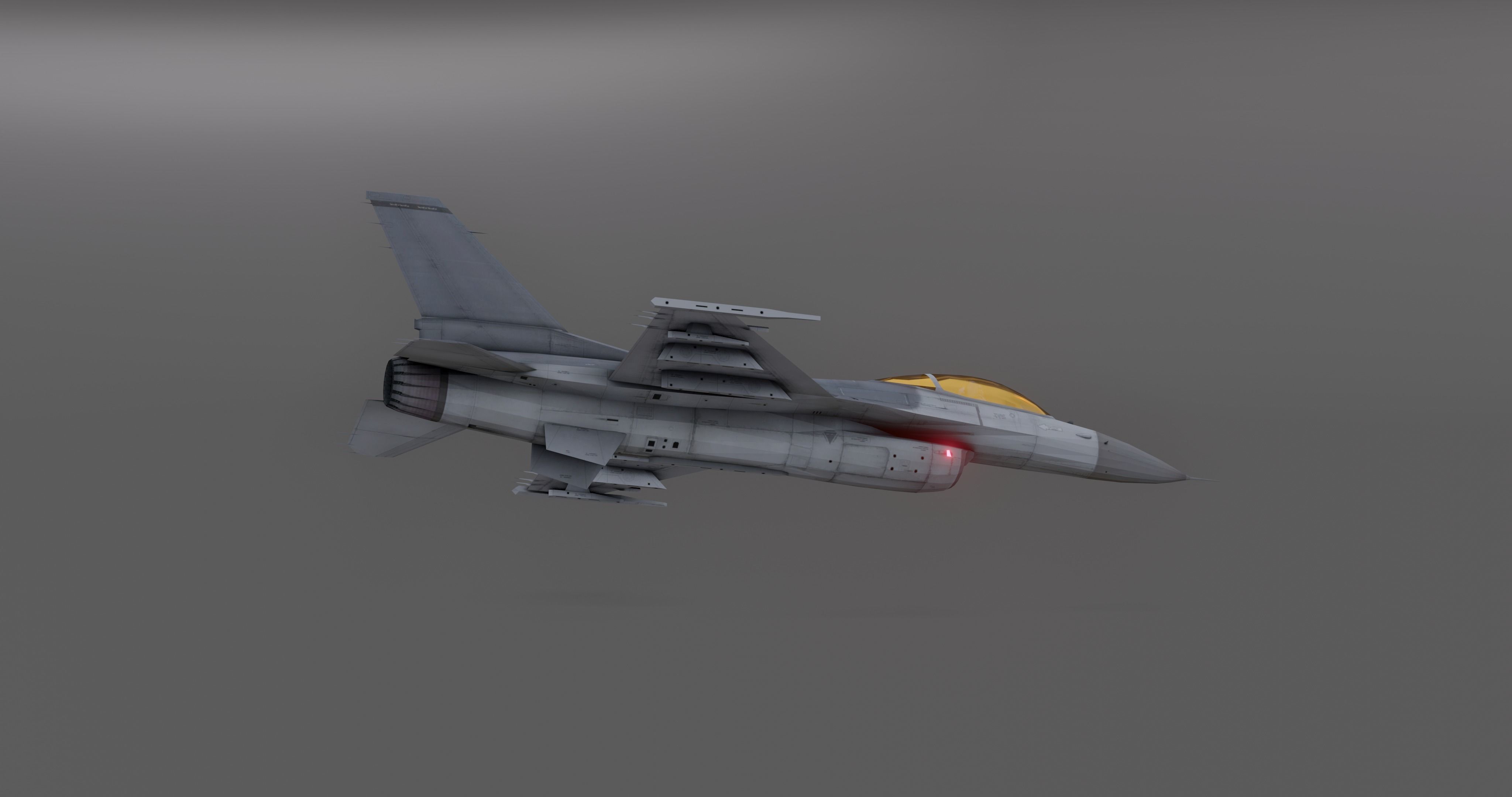 F16 - Falcon Fighter Jet Low-poly 3D model_7