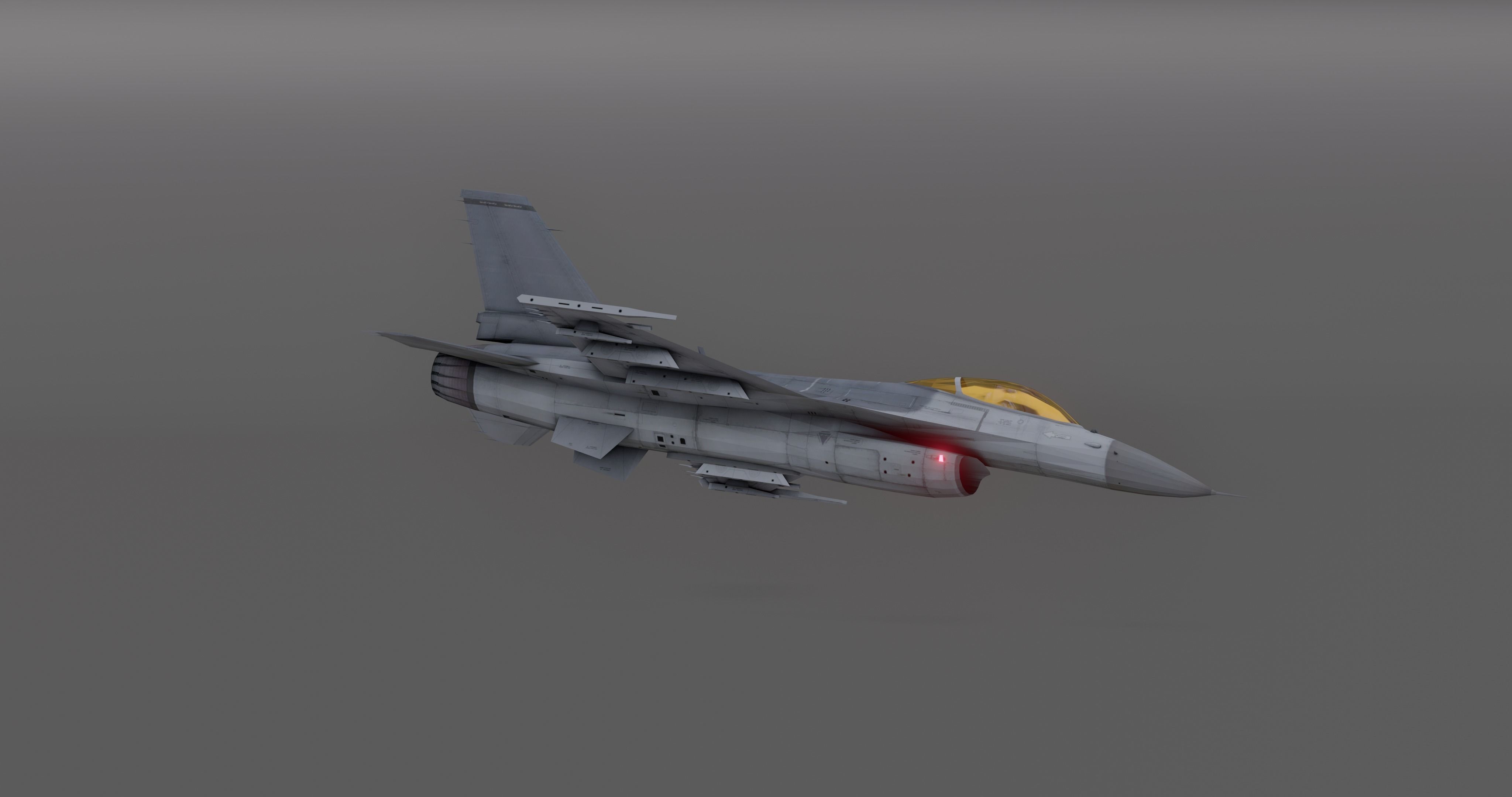 F16 - Falcon Fighter Jet Low-poly 3D model_6