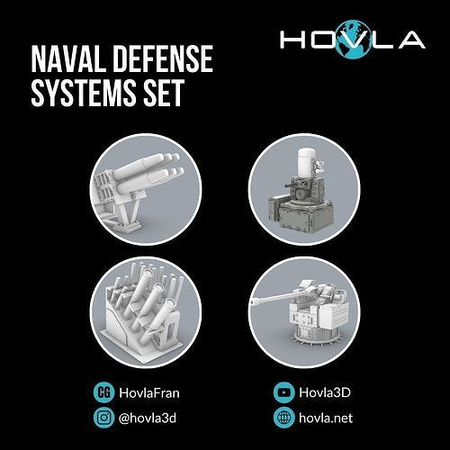 Naval Defense Systems Set PM - 4 Weapon Models 3D print model