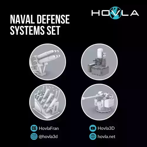 Naval Defense Systems Set PM - 4 Weapon Models 3D print model