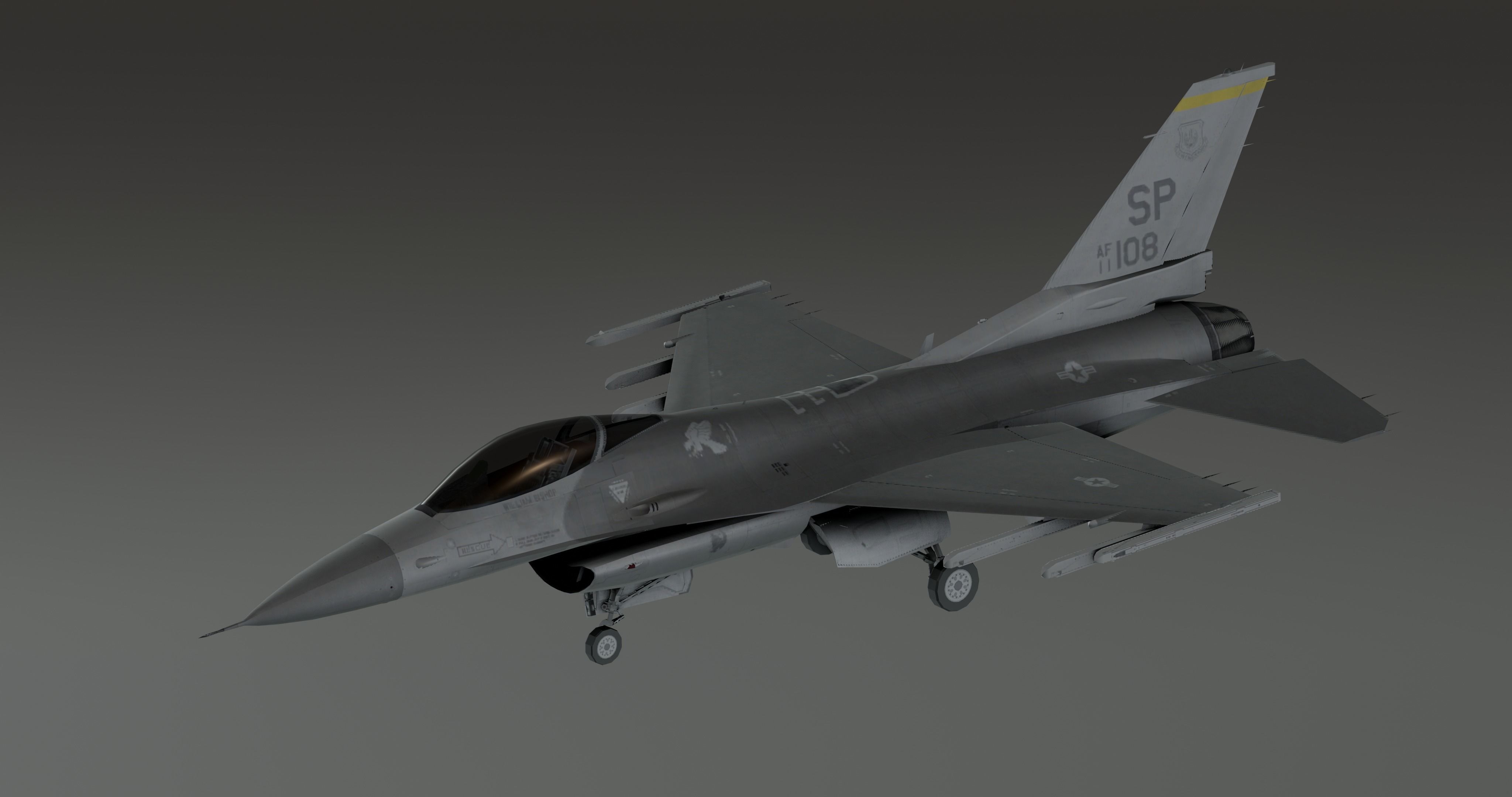 F16 - Original Fighter Jet  Low-poly 3D model_15