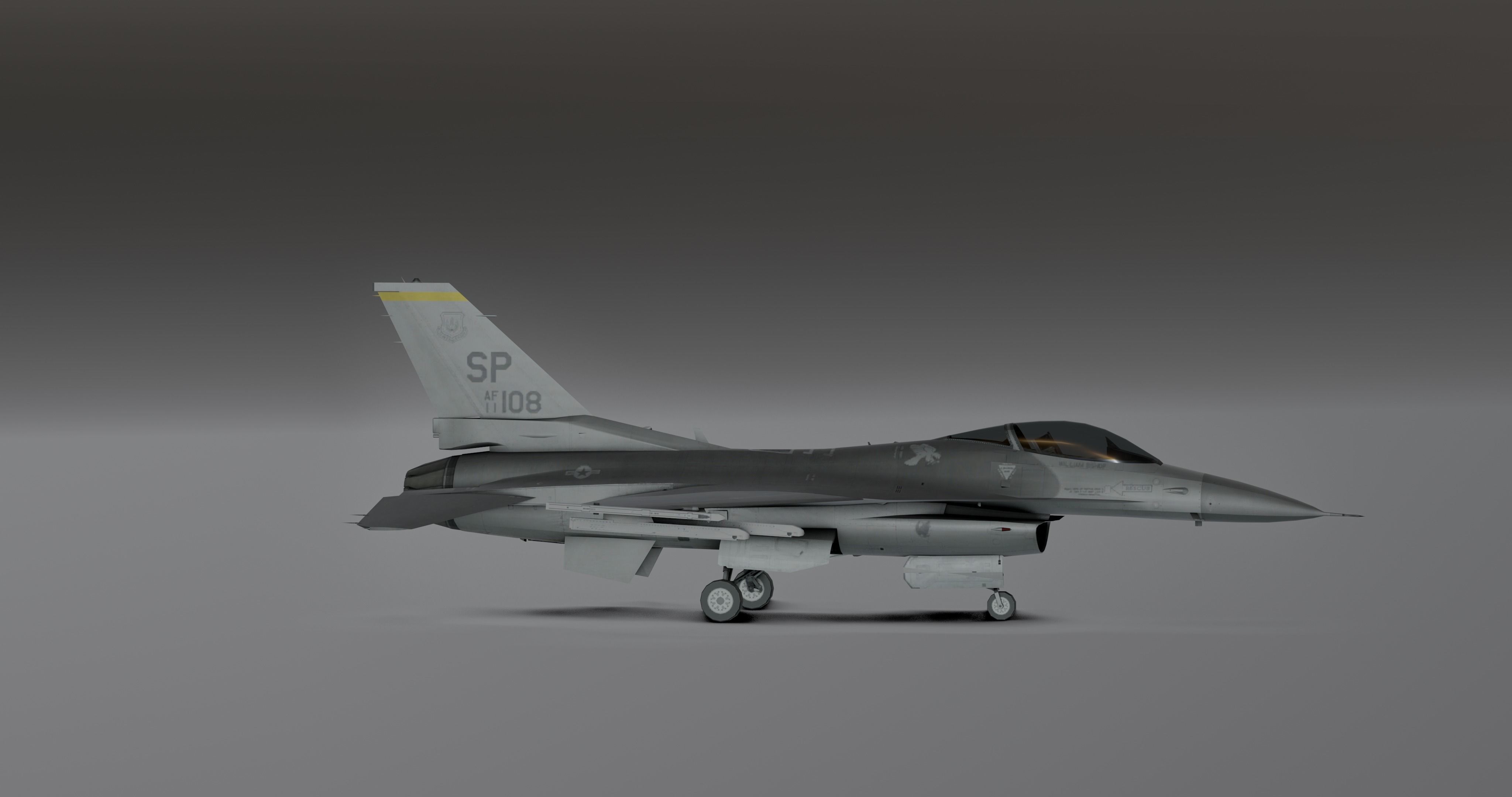 F16 - Original Fighter Jet  Low-poly 3D model_6