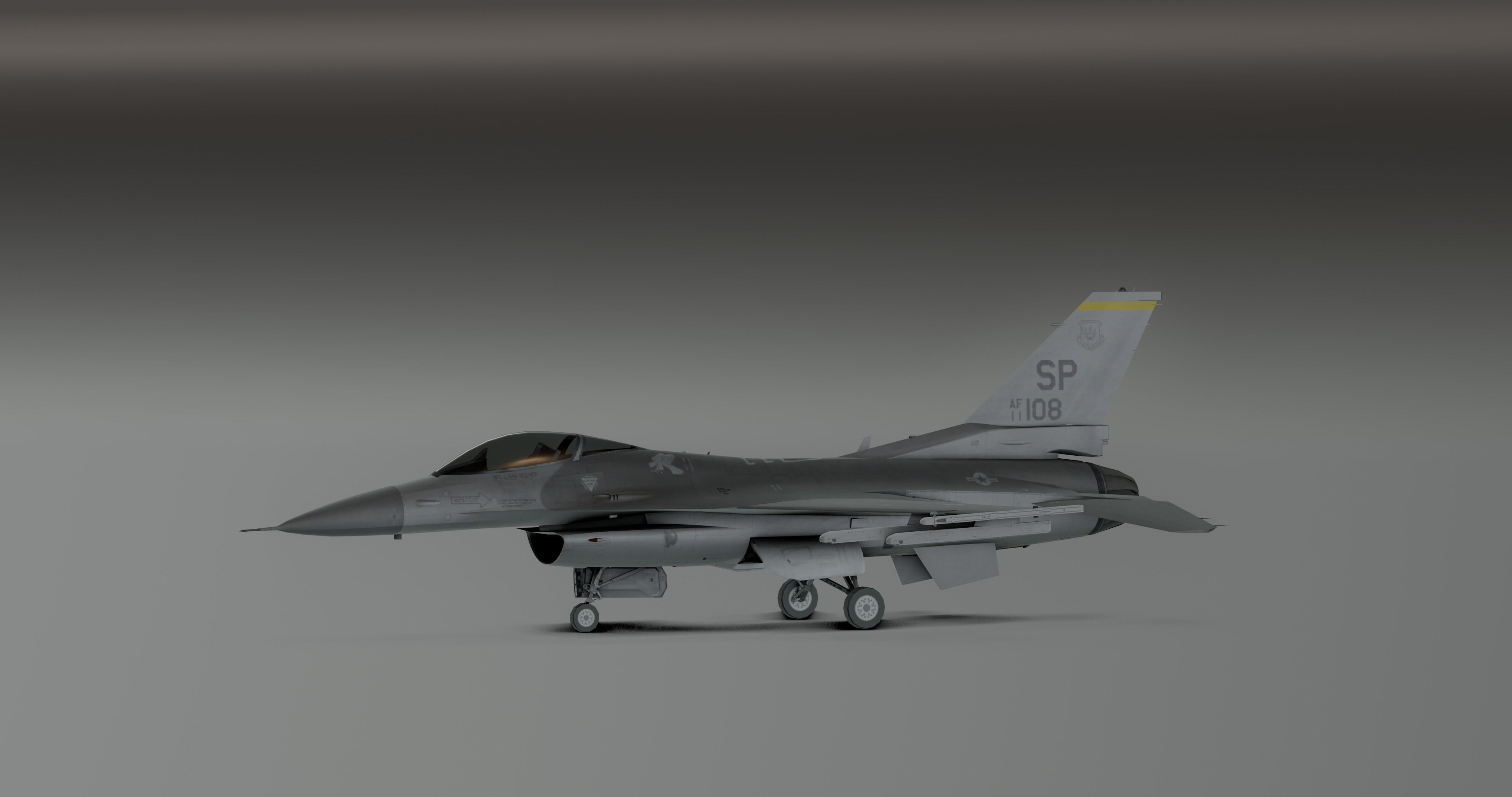 F16 - Original Fighter Jet  Low-poly 3D model_13