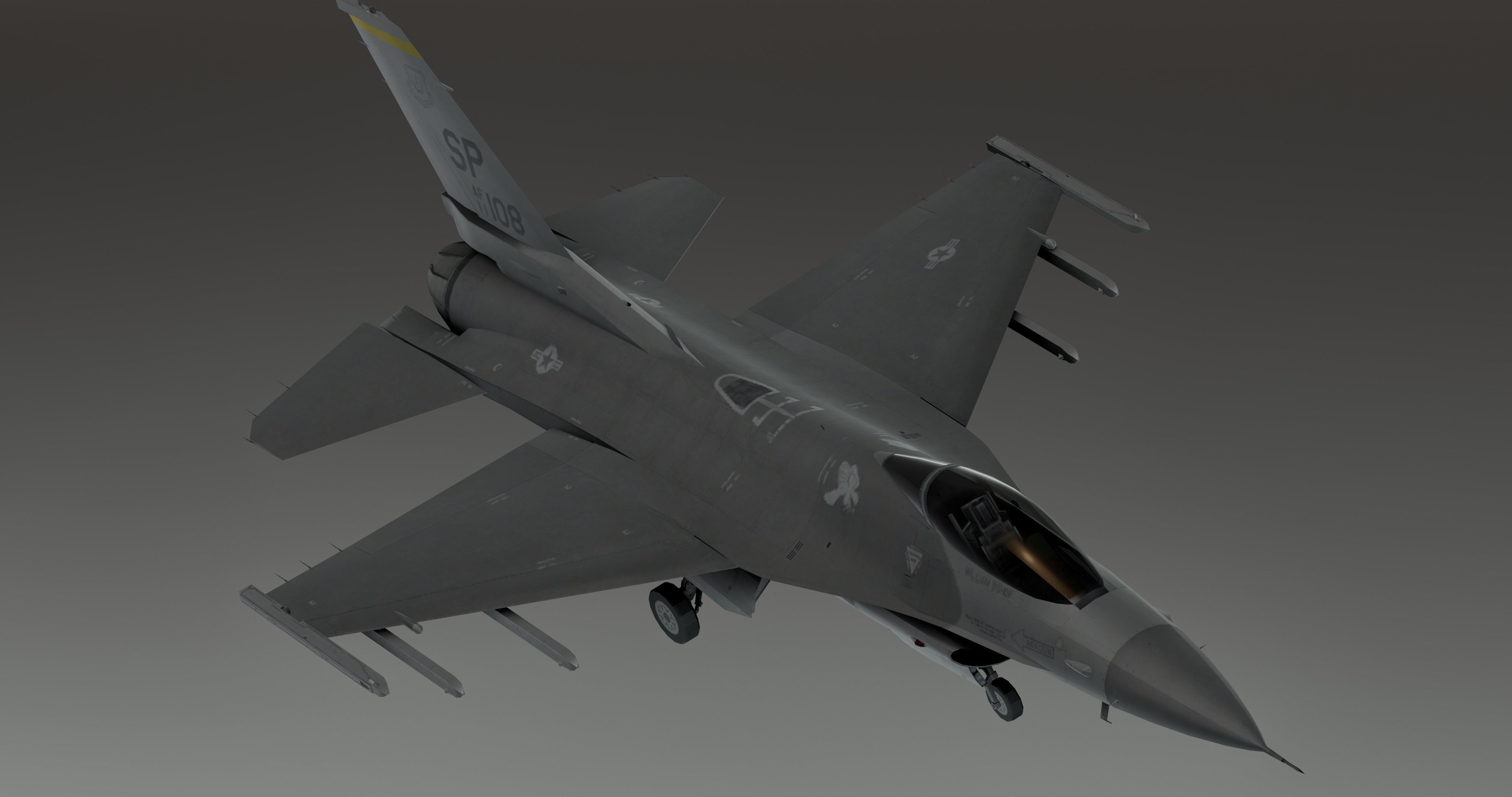 F16 - Original Fighter Jet  Low-poly 3D model_19