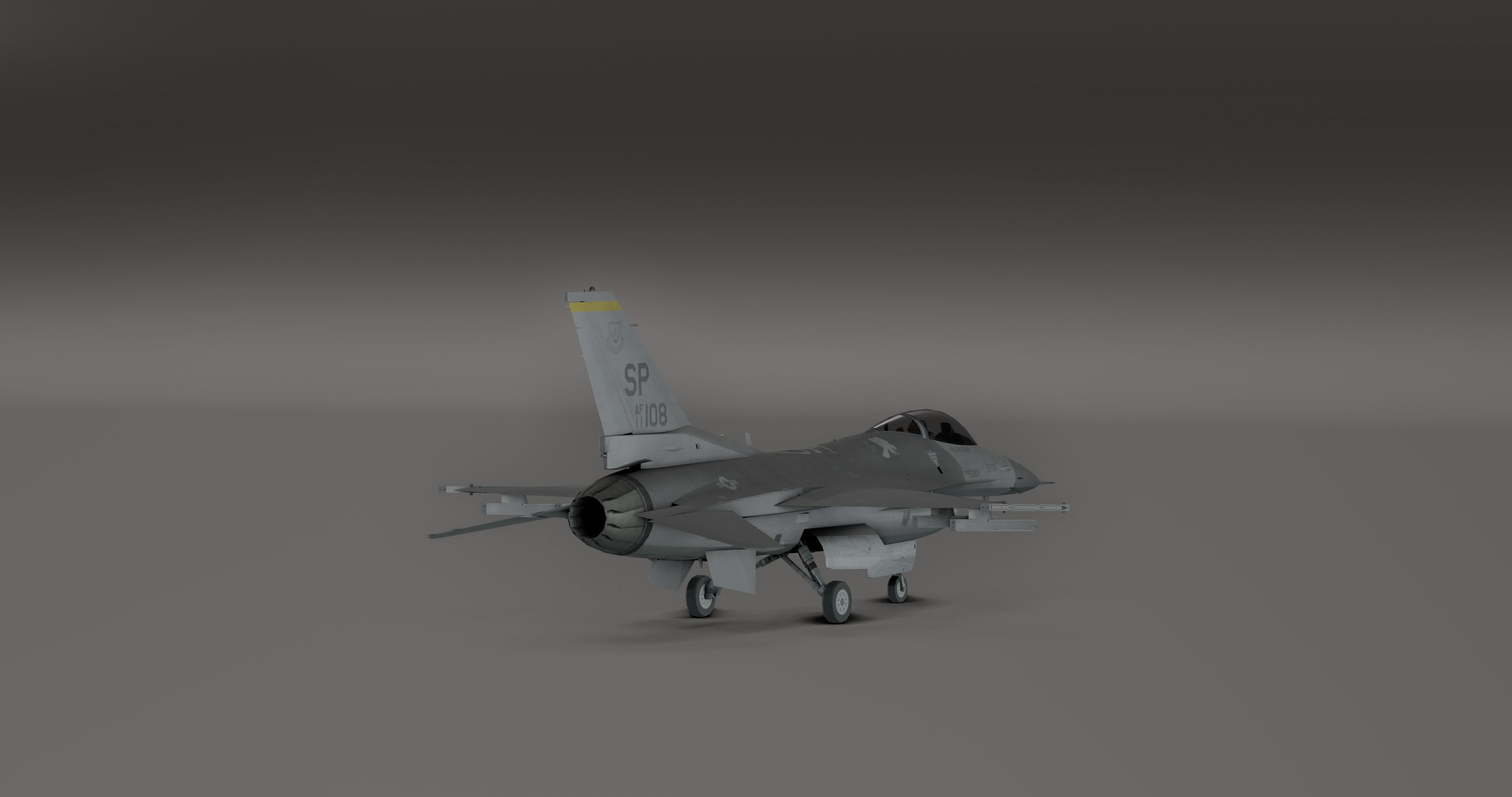 F16 - Original Fighter Jet  Low-poly 3D model_8