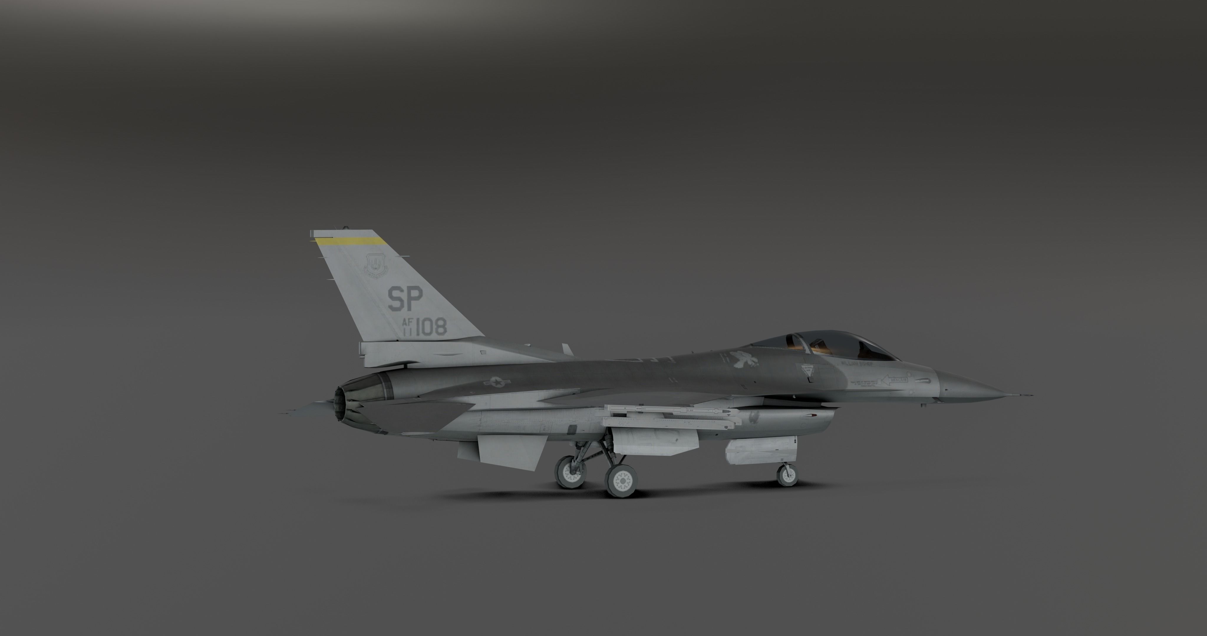 F16 - Original Fighter Jet  Low-poly 3D model_7