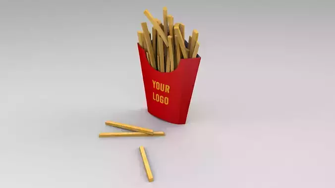 French Fries with Pack 3D model