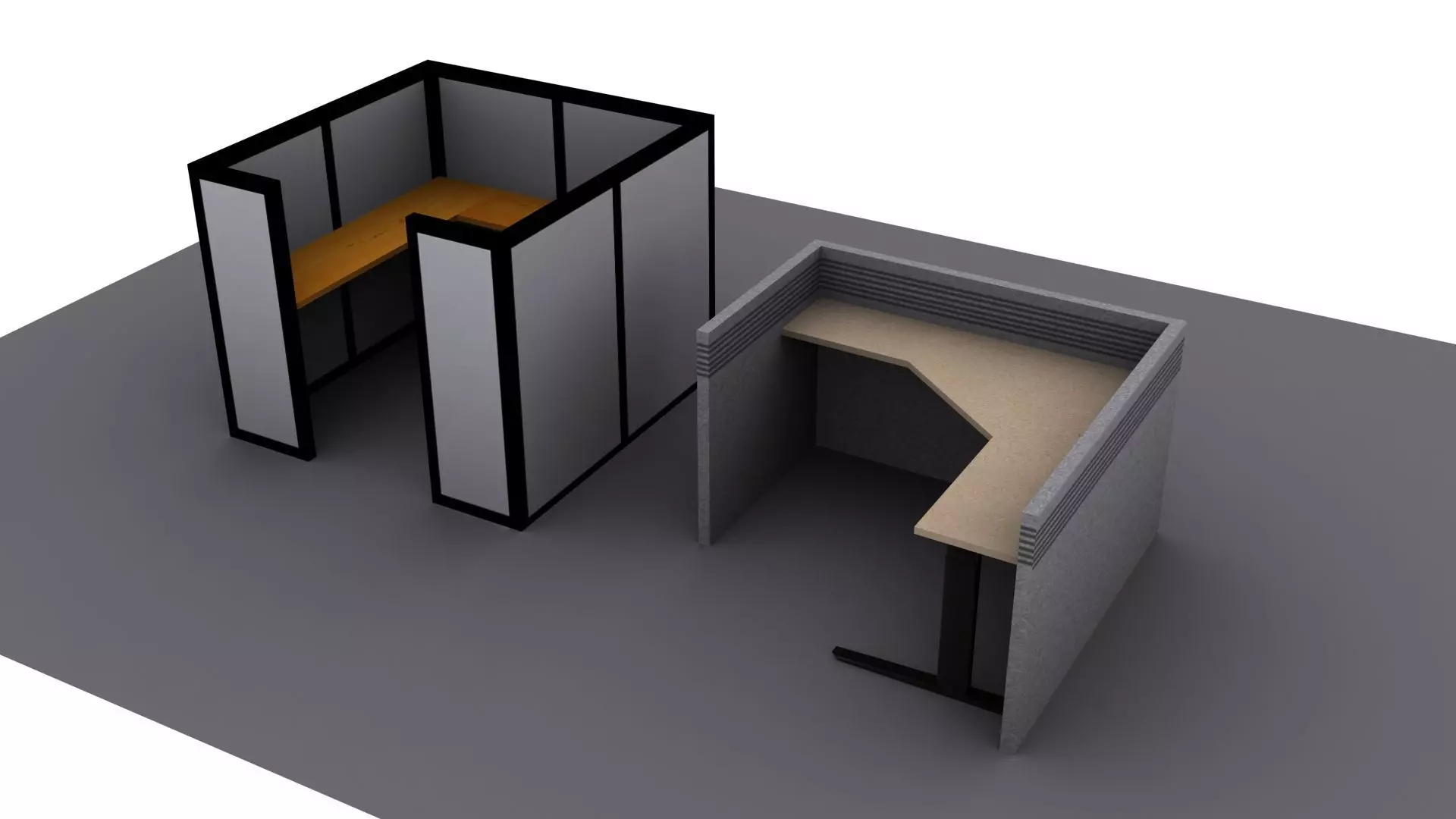 Cubicles Office Low Poly Free low-poly 3D model_0