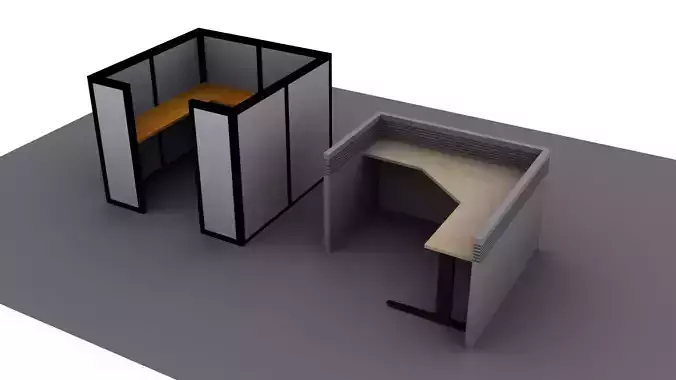 Cubicles Office Low Poly Free low-poly 3D model