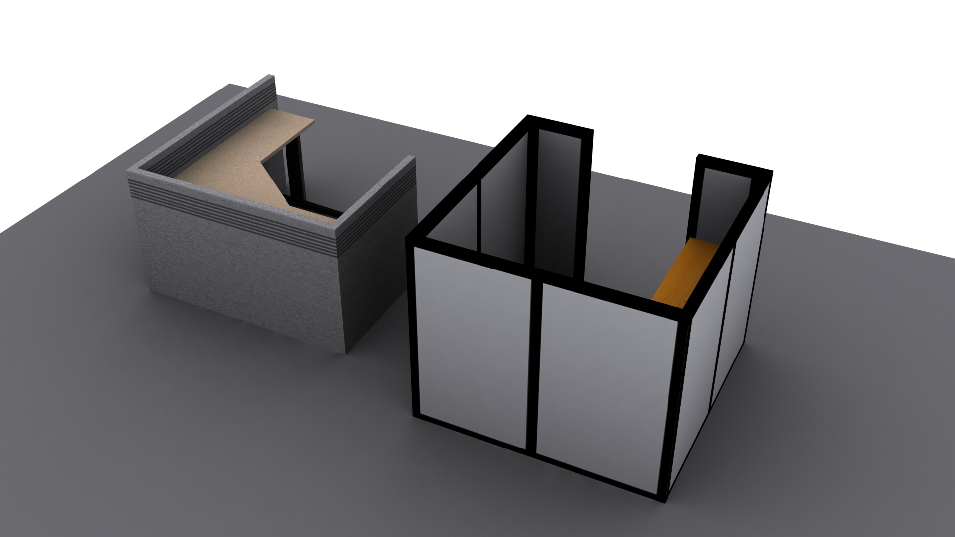 Cubicles Office Low Poly Free low-poly 3D model_2