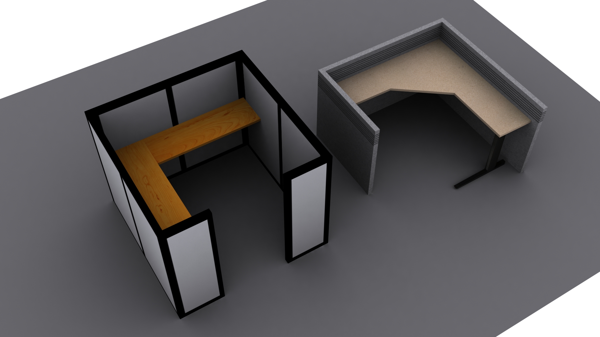 Cubicles Office Low Poly Free low-poly 3D model_1
