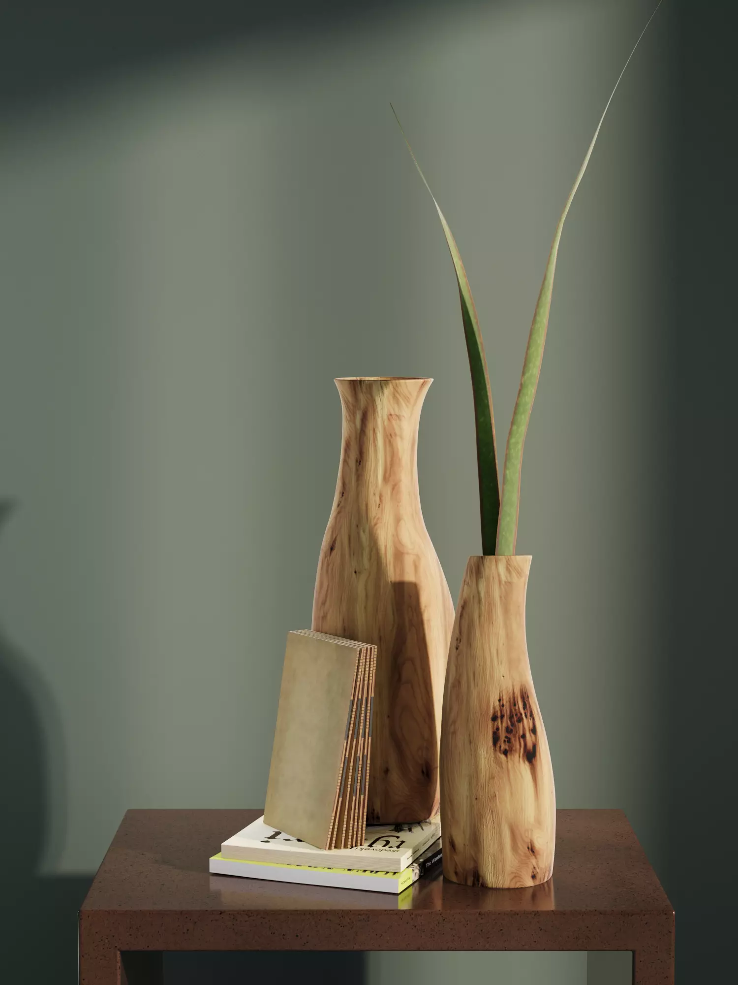 Wooden Vases Composition 3D model_0