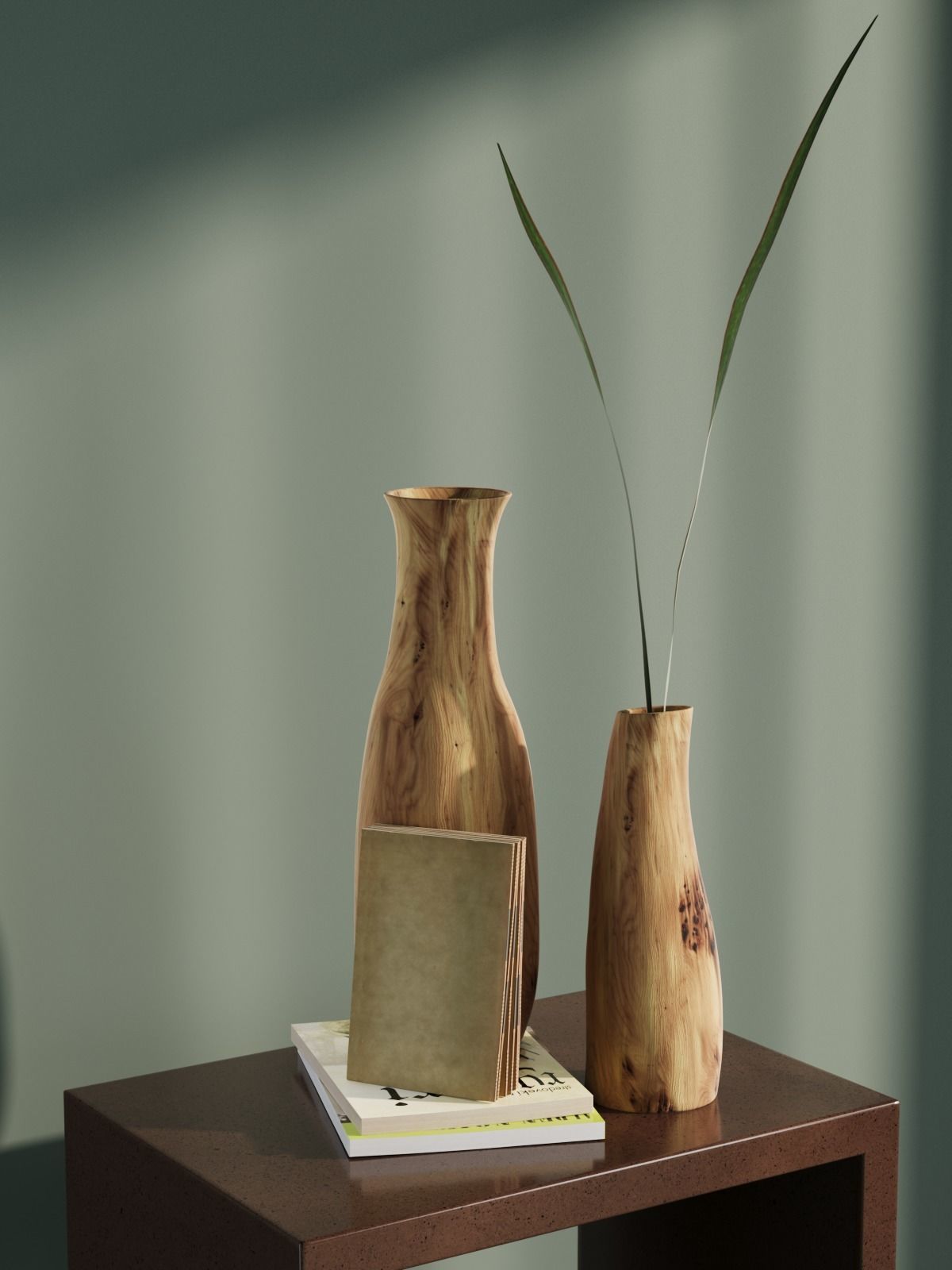 Wooden Vases Composition 3D model_1