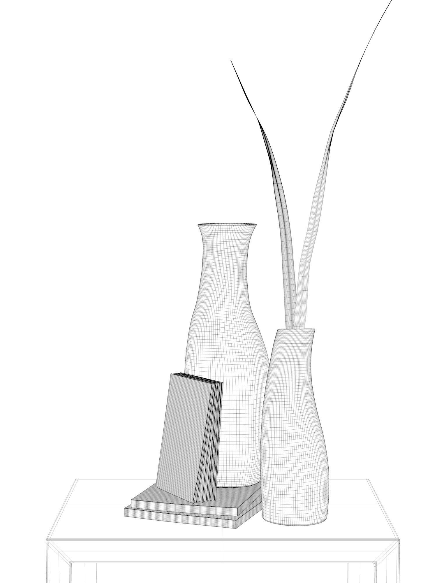 Wooden Vases Composition 3D model_3