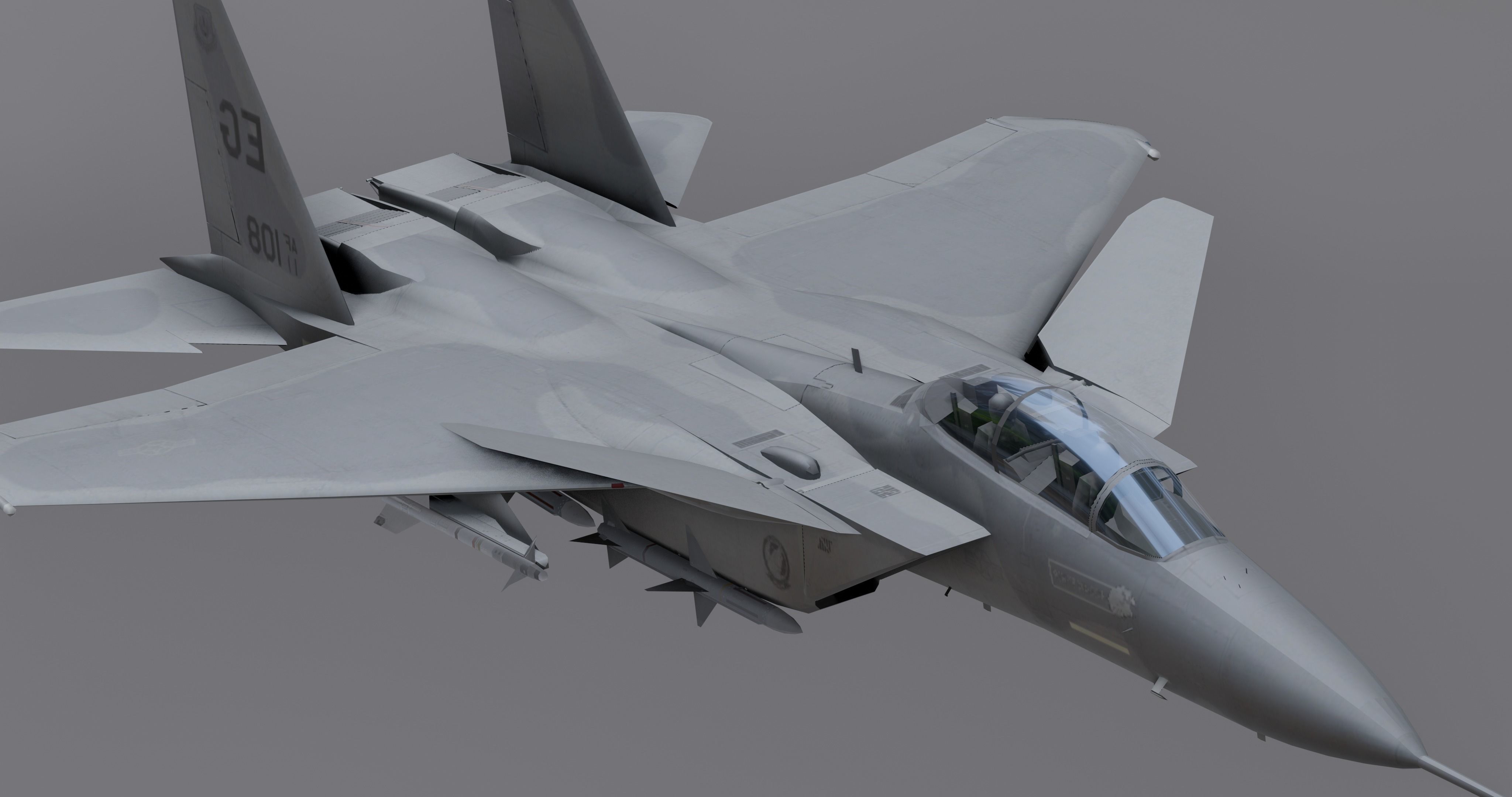 F15 - Falcon Fighter Jet Low-poly 3D model_17