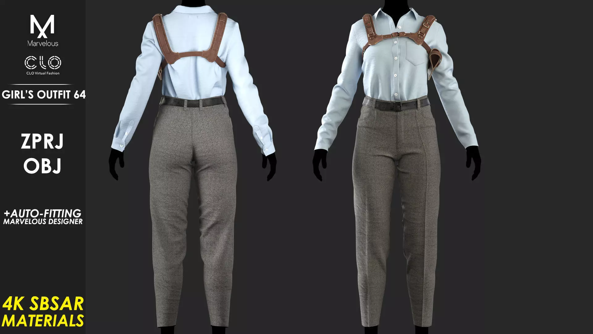 Girls Outfit 64 - Marvelous Designer 3D model