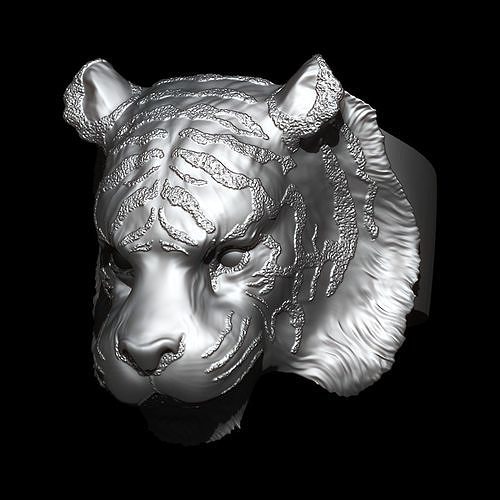 Tiger Face Ring 3D print model