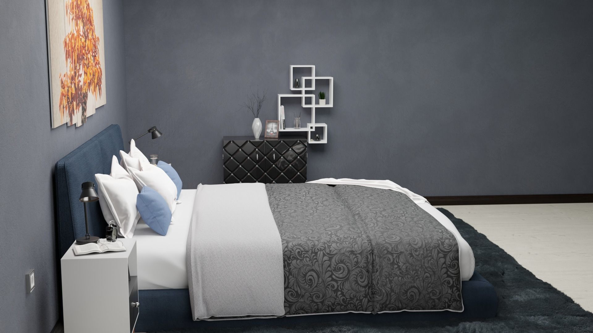 Bedroom bed 3D model_2