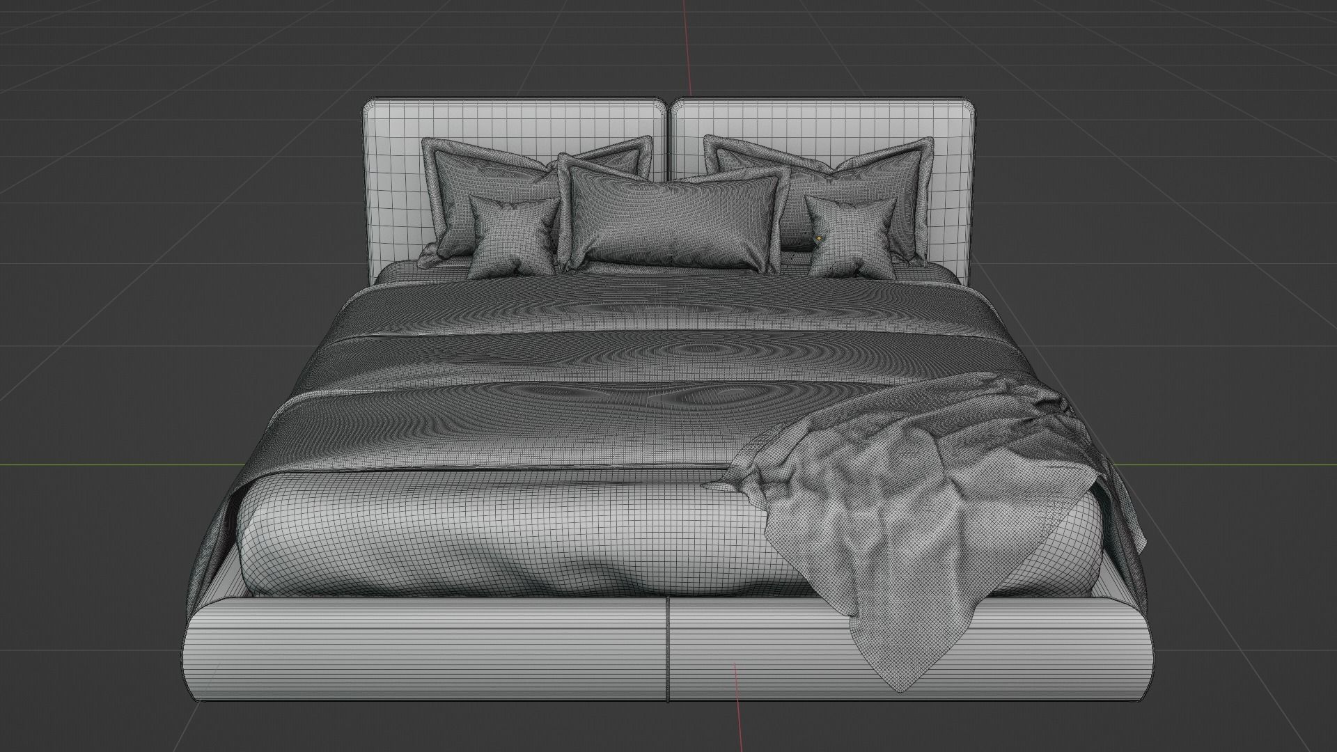 Bedroom bed 3D model_5