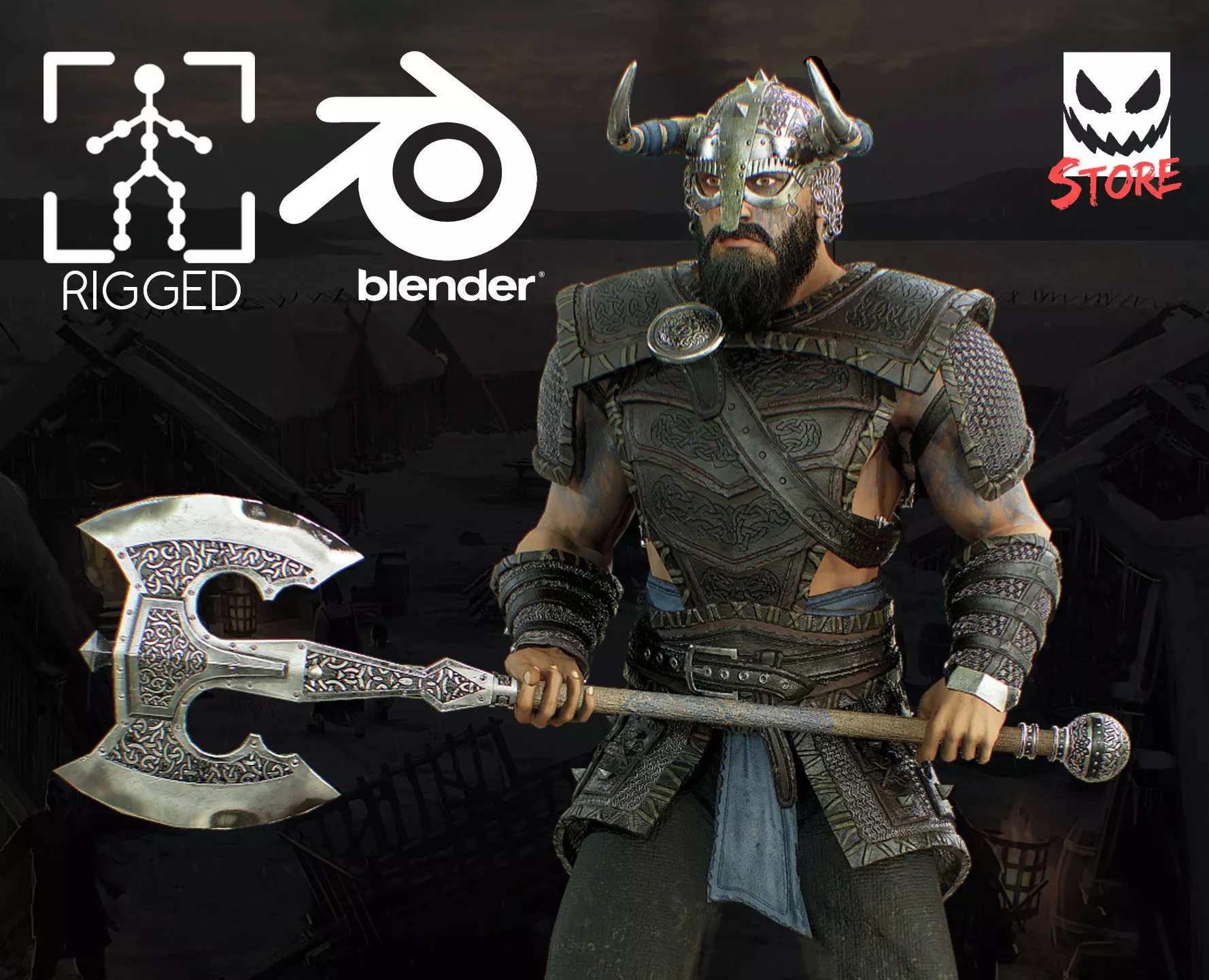 Viking Low-poly 3D model_0