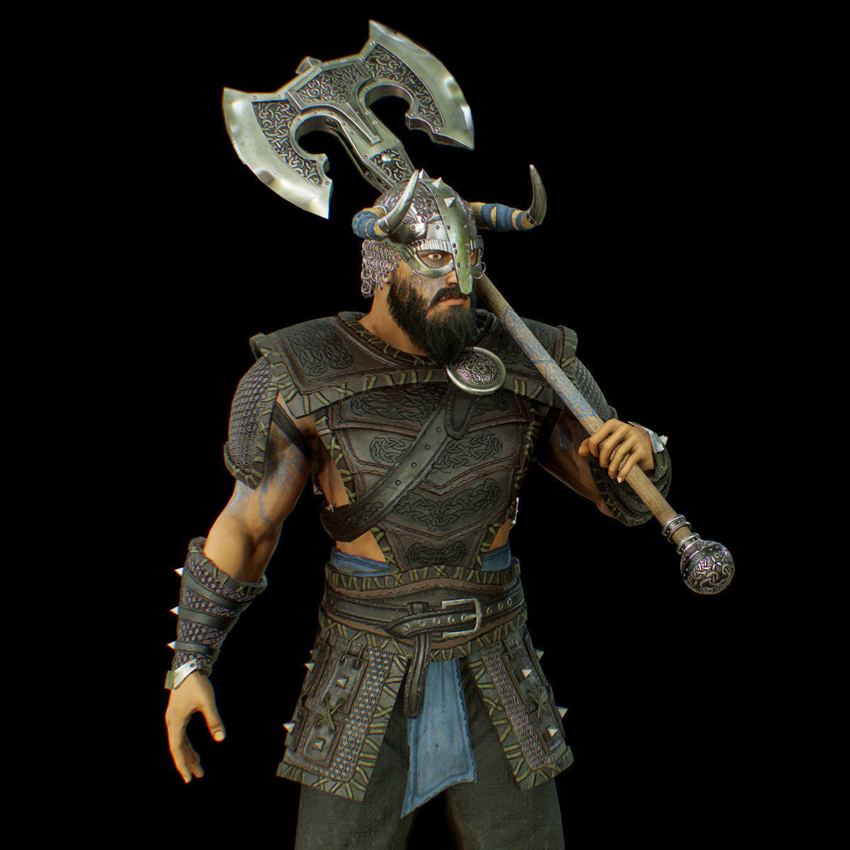 Viking Low-poly 3D model_10