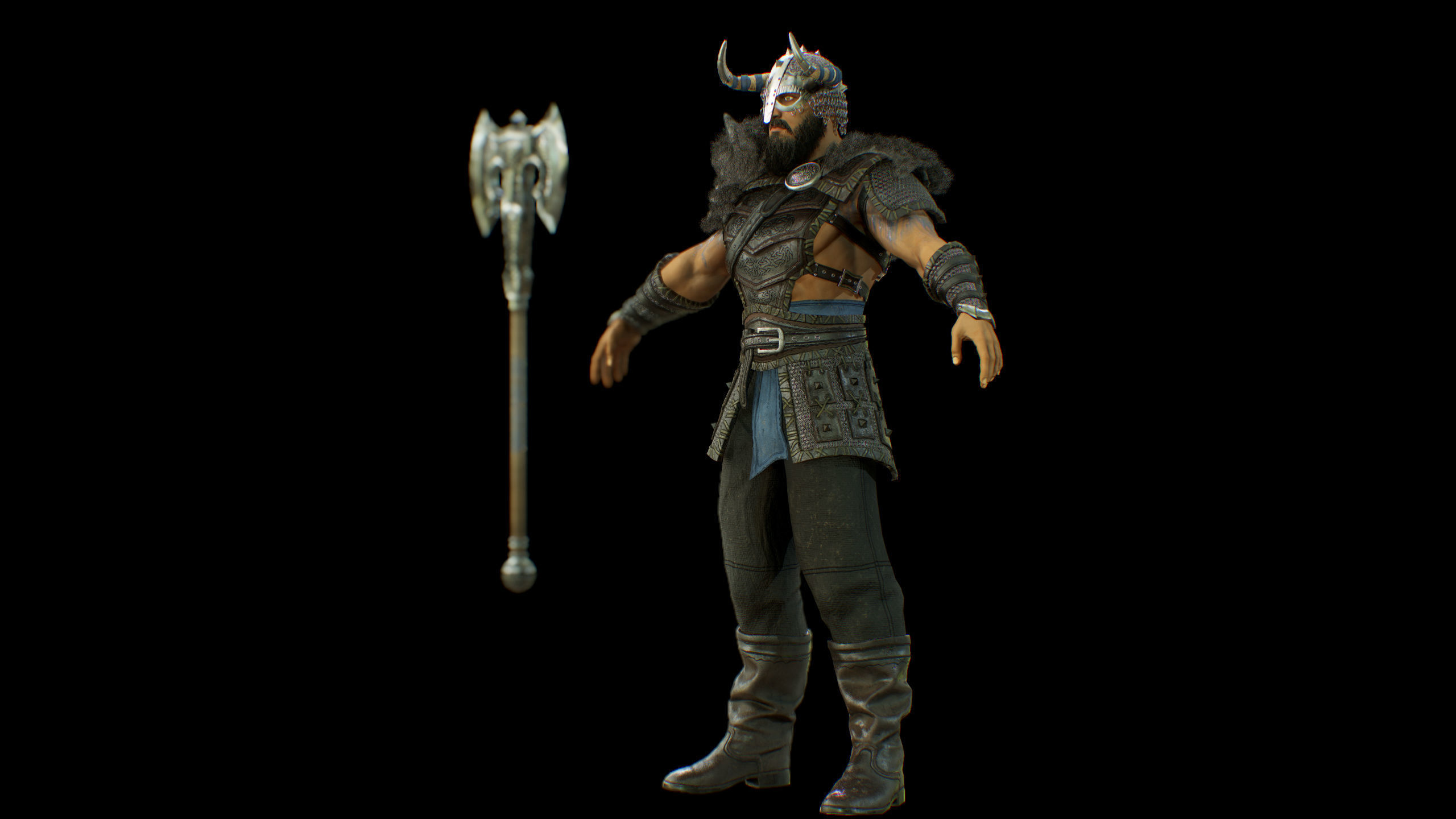 Viking Low-poly 3D model_3