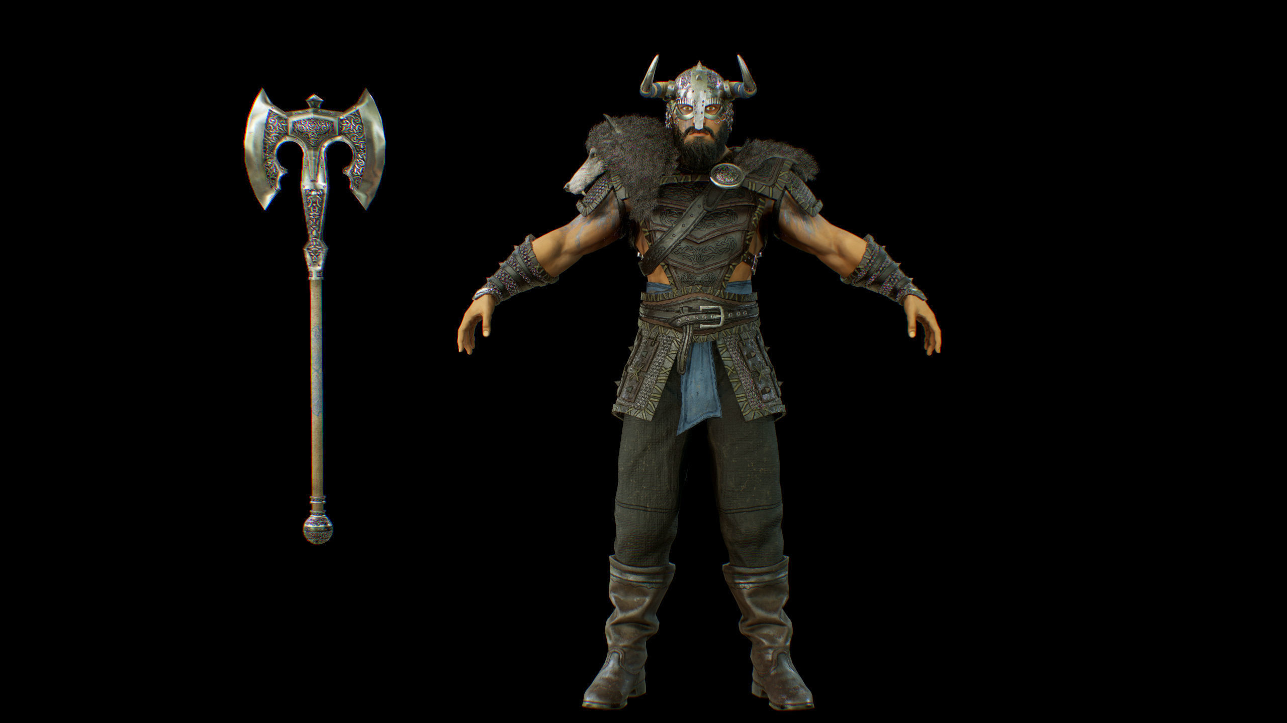 Viking Low-poly 3D model_2