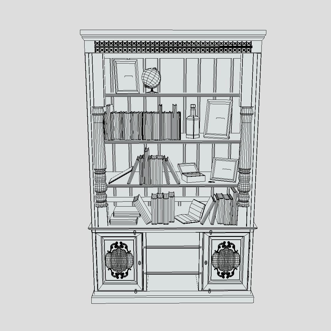 Bookshelf Free low-poly 3D model_2