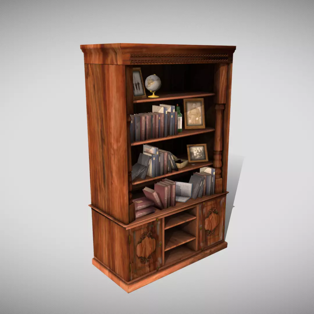 Bookshelf Free low-poly 3D model_0