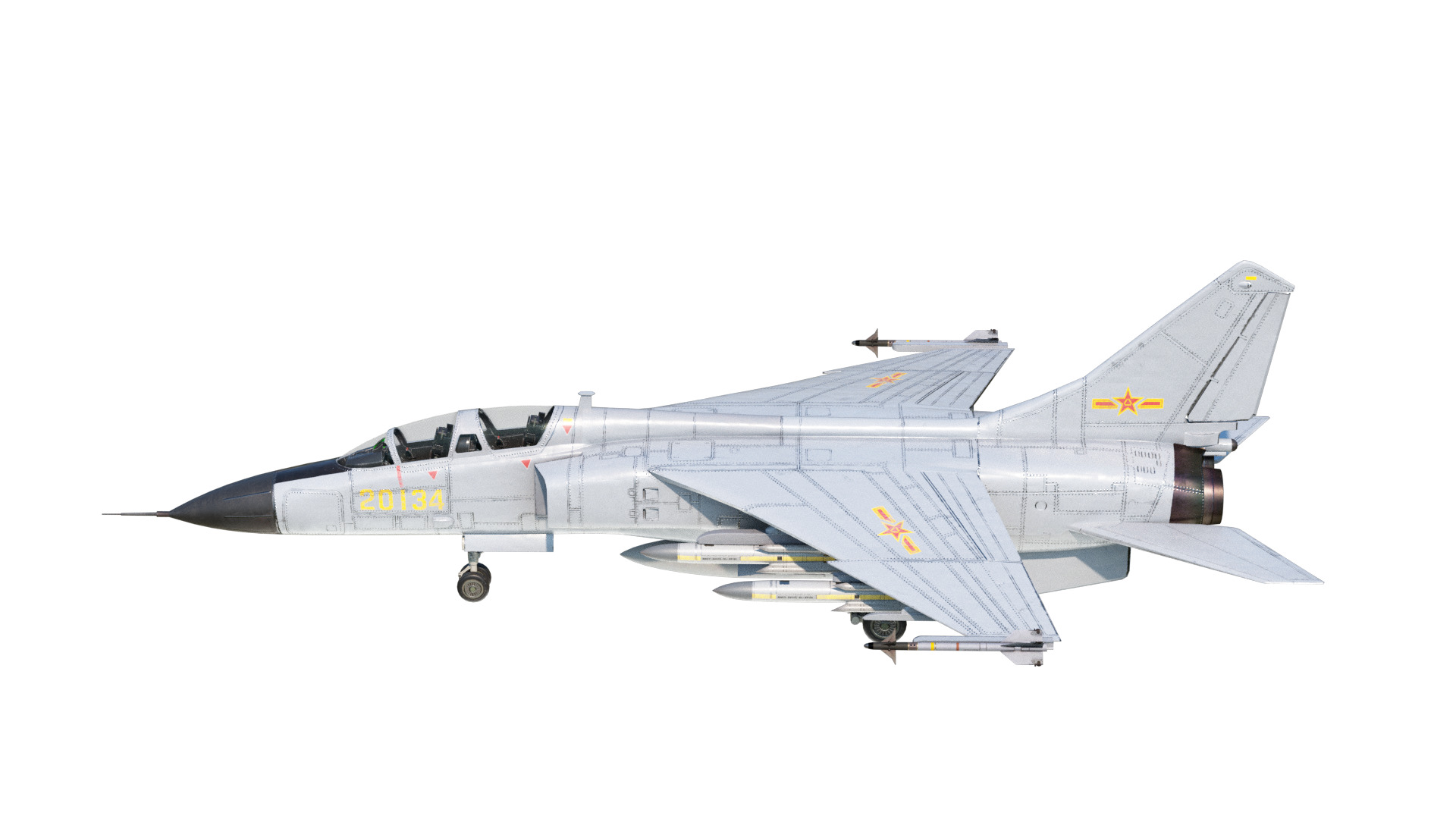 PBR Xian JH-7A flounder Fighter Bomber PLA FBC-1 Fighter jet Low-poly 3D model_3