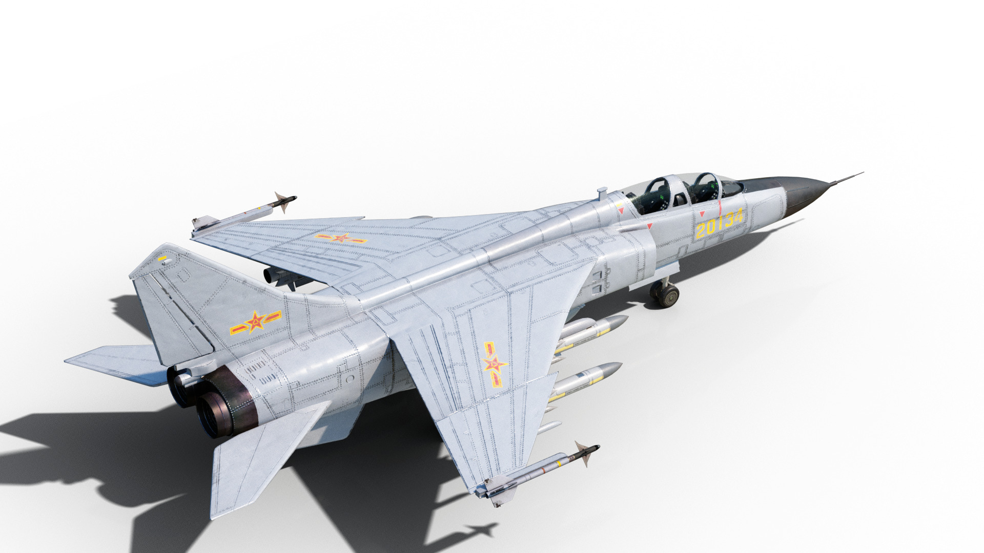 PBR Xian JH-7A flounder Fighter Bomber PLA FBC-1 Fighter jet Low-poly 3D model_5