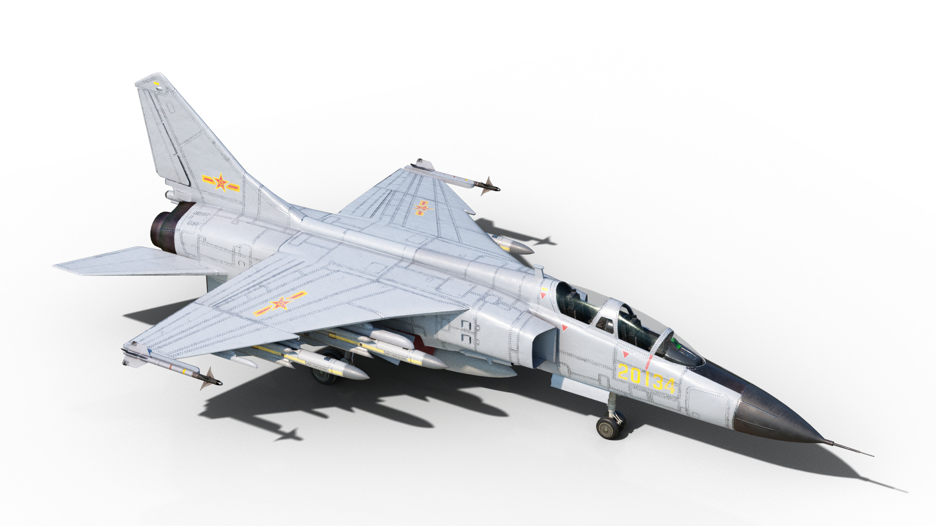 PBR Xian JH-7A flounder Fighter Bomber PLA FBC-1 Fighter jet Low-poly 3D model_8