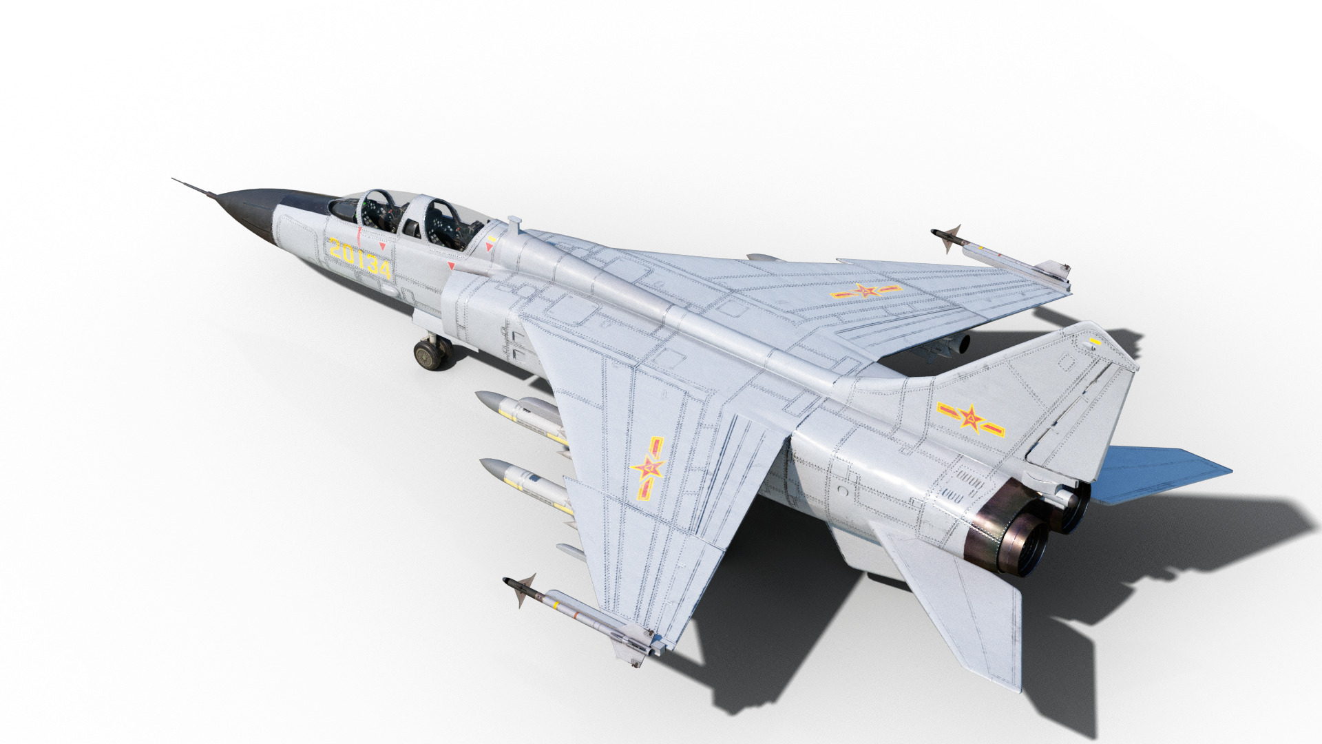 PBR Xian JH-7A flounder Fighter Bomber PLA FBC-1 Fighter jet Low-poly 3D model_7