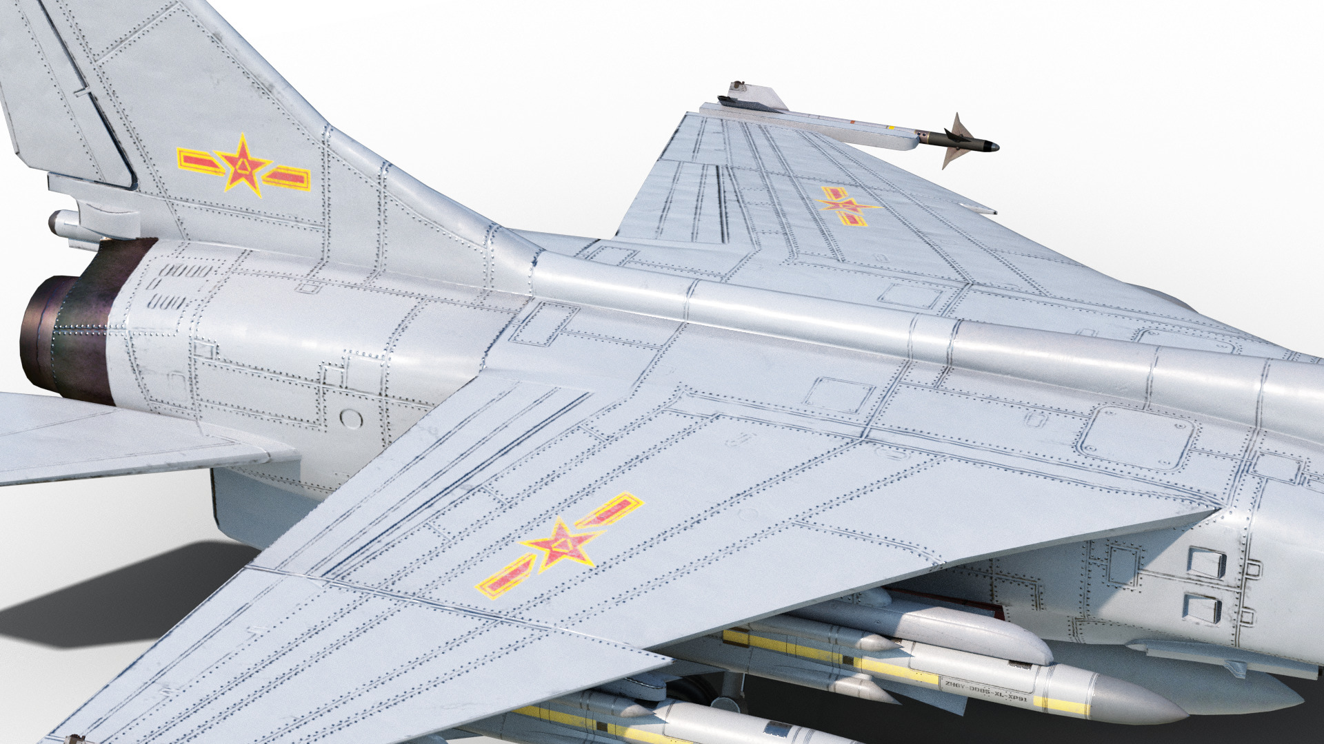 PBR Xian JH-7A flounder Fighter Bomber PLA FBC-1 Fighter jet Low-poly 3D model_9