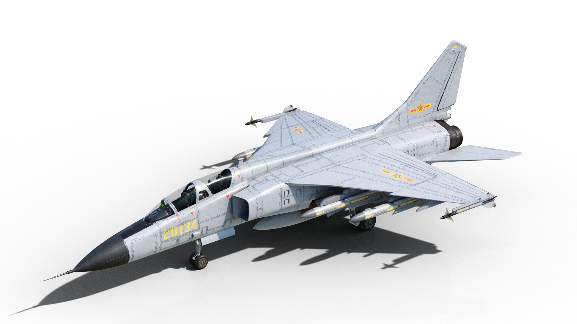 PBR Xian JH-7A flounder Fighter Bomber PLA FBC-1 Fighter jet Low-poly 3D model_6