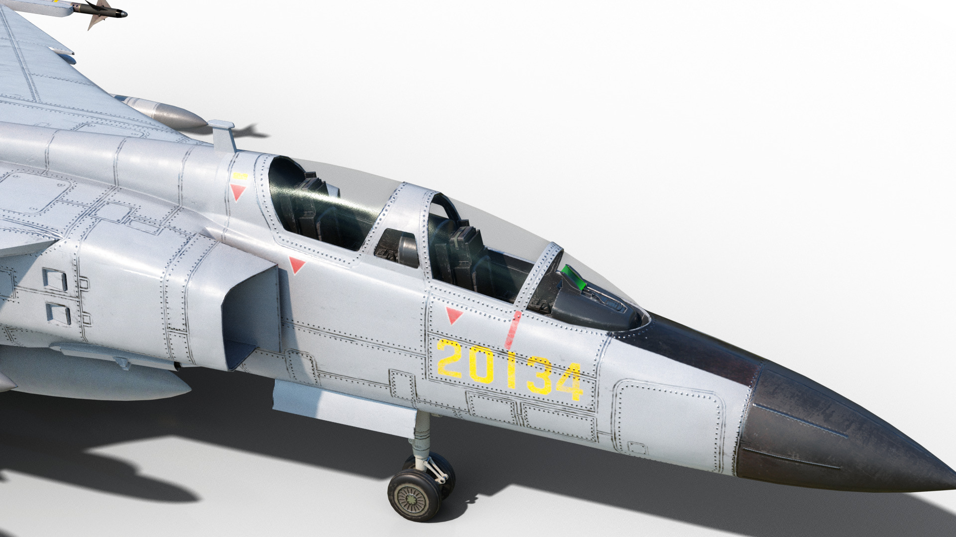 PBR Xian JH-7A flounder Fighter Bomber PLA FBC-1 Fighter jet Low-poly 3D model_10