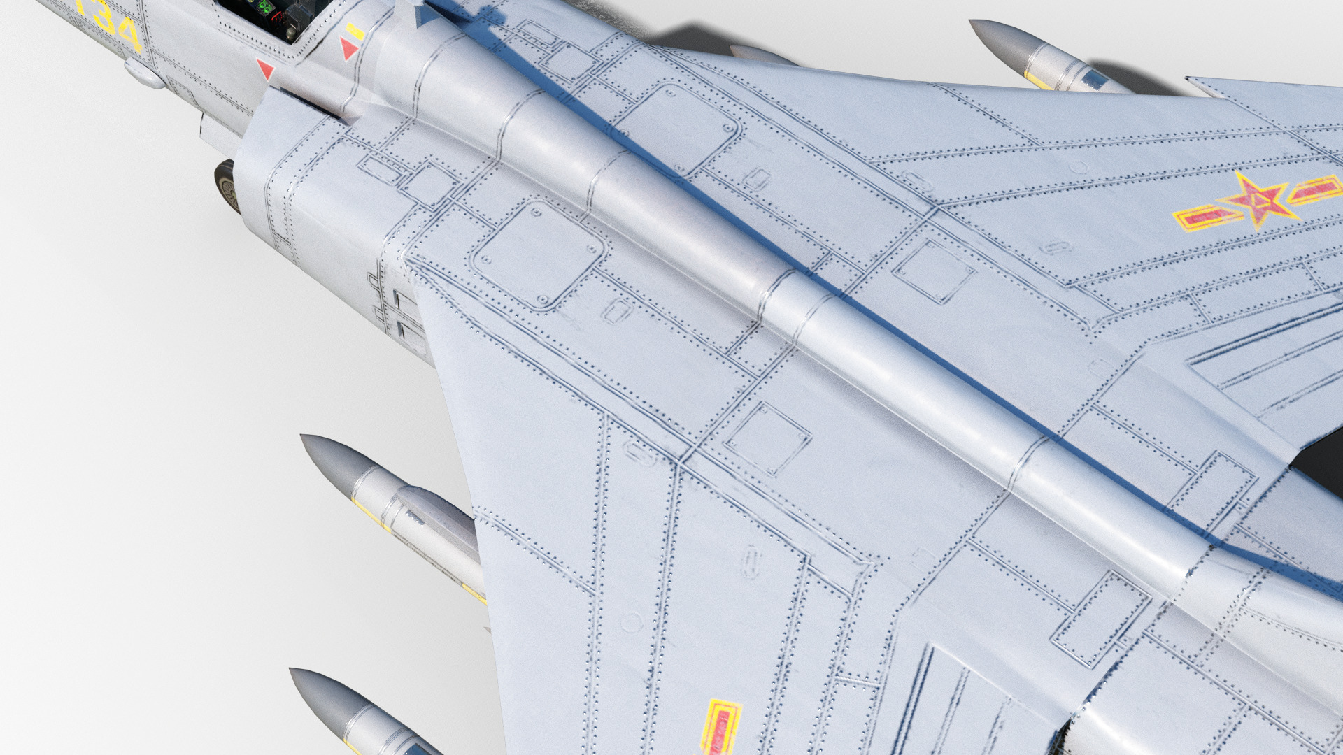 PBR Xian JH-7A flounder Fighter Bomber PLA FBC-1 Fighter jet Low-poly 3D model_11