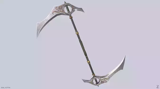 Dual scythe Low-poly 3D model