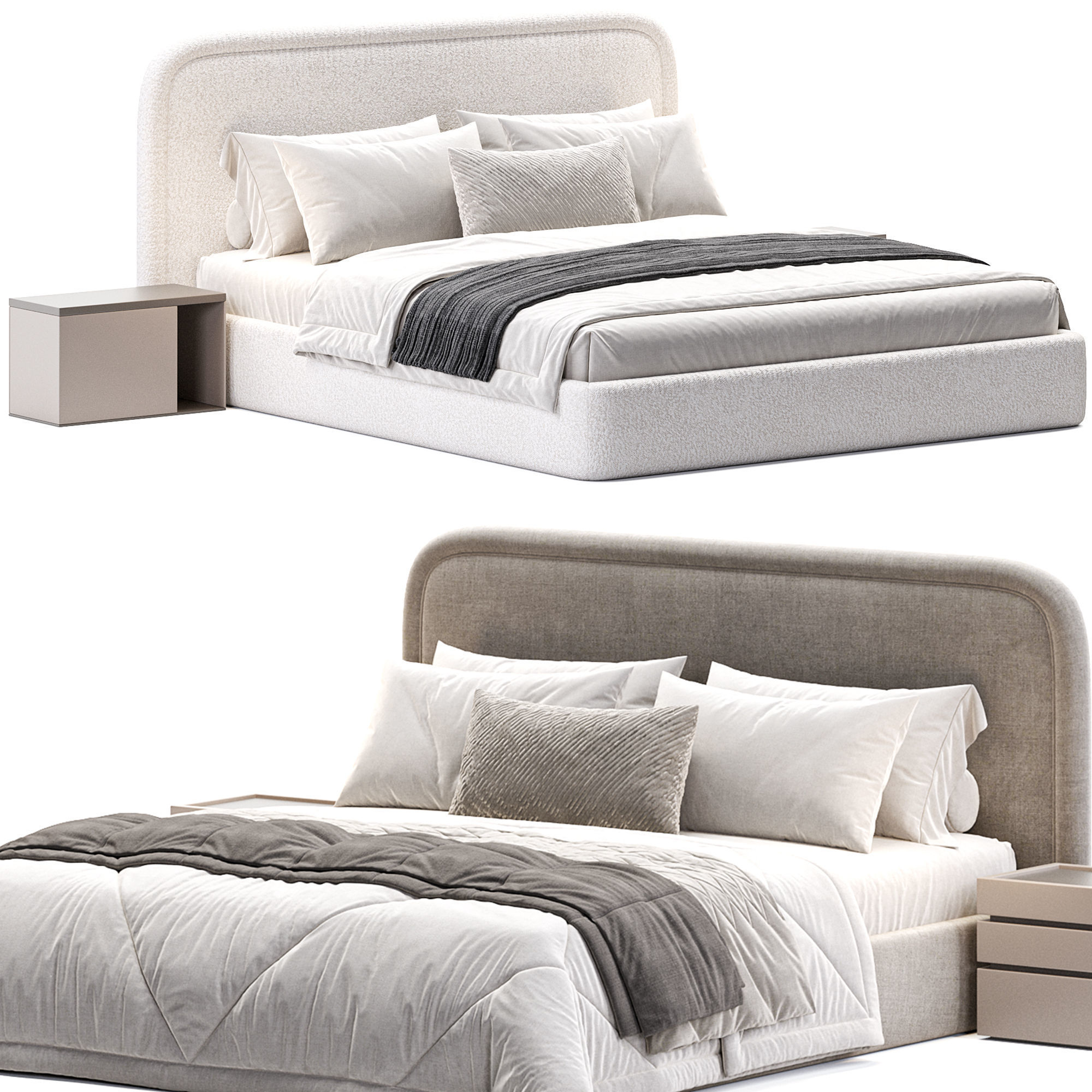 Lukas Double Bed Low-poly 3D model_4