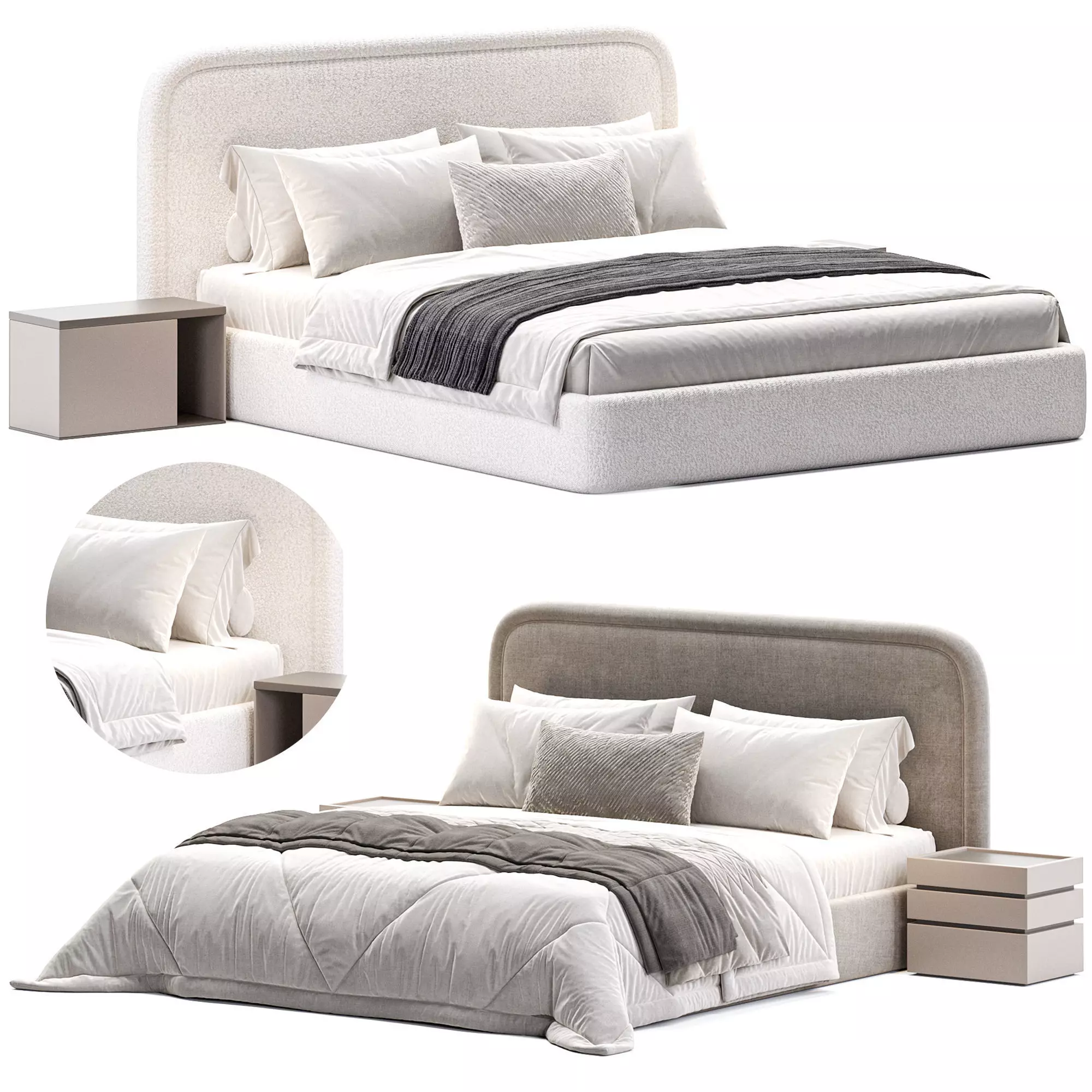 Lukas Double Bed Low-poly 3D model_0