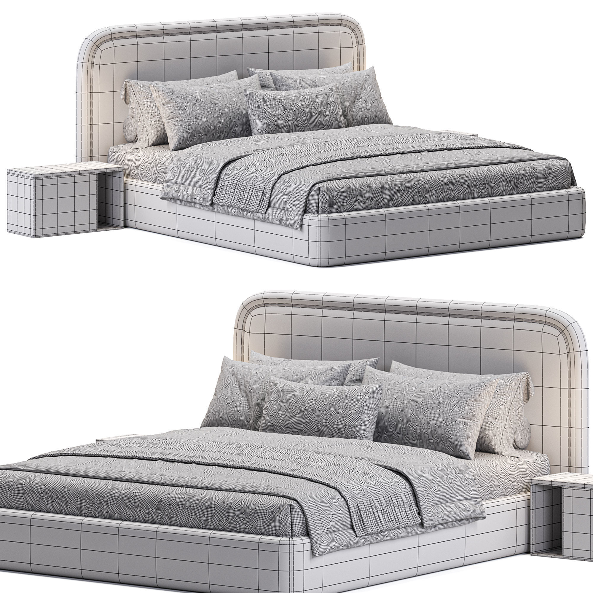 Lukas Double Bed Low-poly 3D model_6