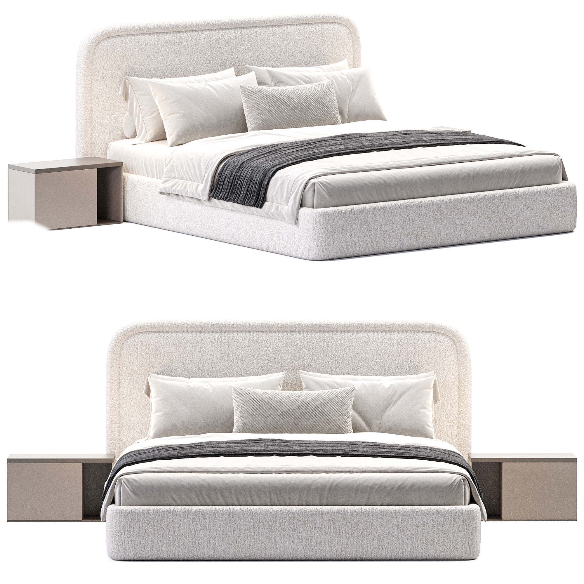 Lukas Double Bed Low-poly 3D model_2