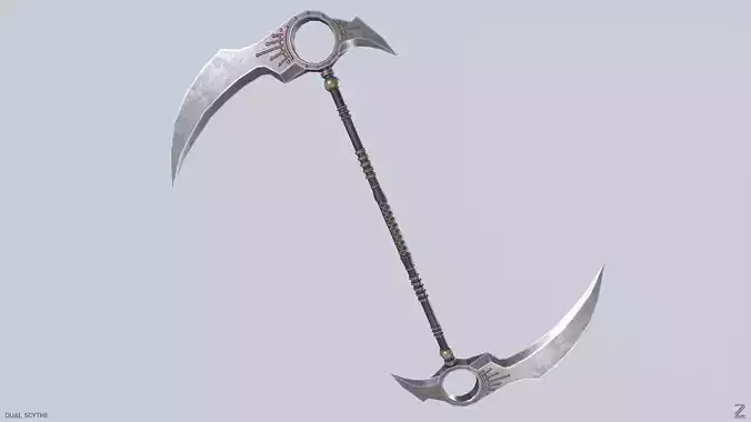Dual scythe Low-poly 3D model