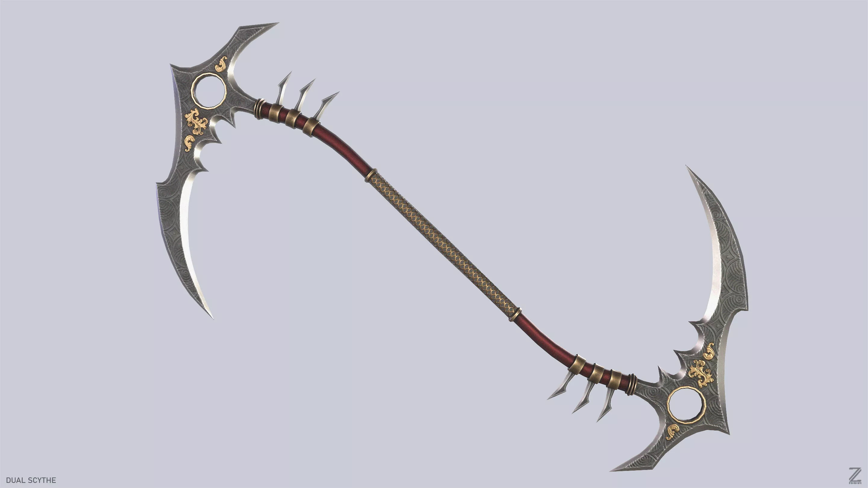 Dual scythe Low-poly 3D model