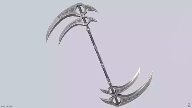 Dual scythe Low-poly 3D model