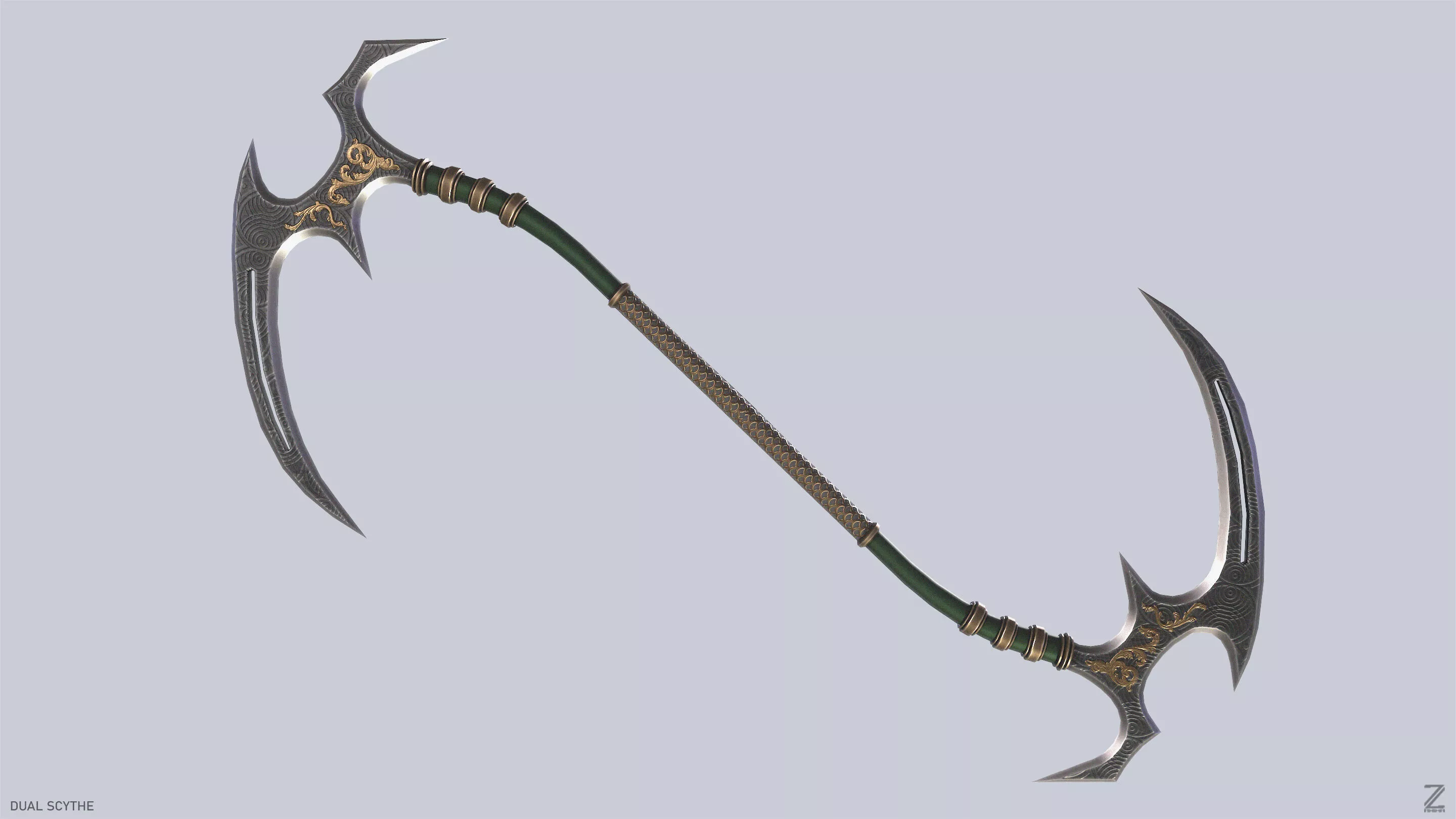 Dual scythe Low-poly 3D model