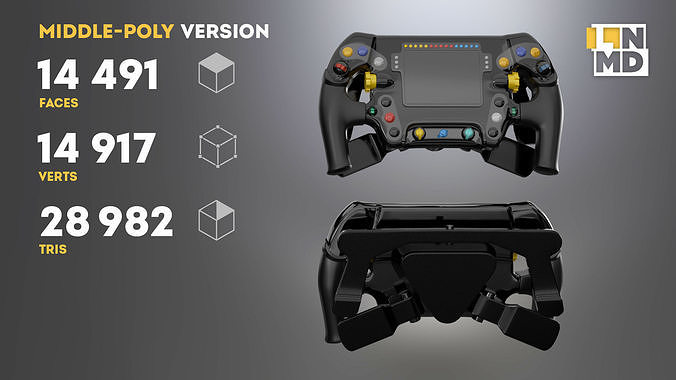 Two Formula 1 Steering wheels  Low-poly 3D model 2